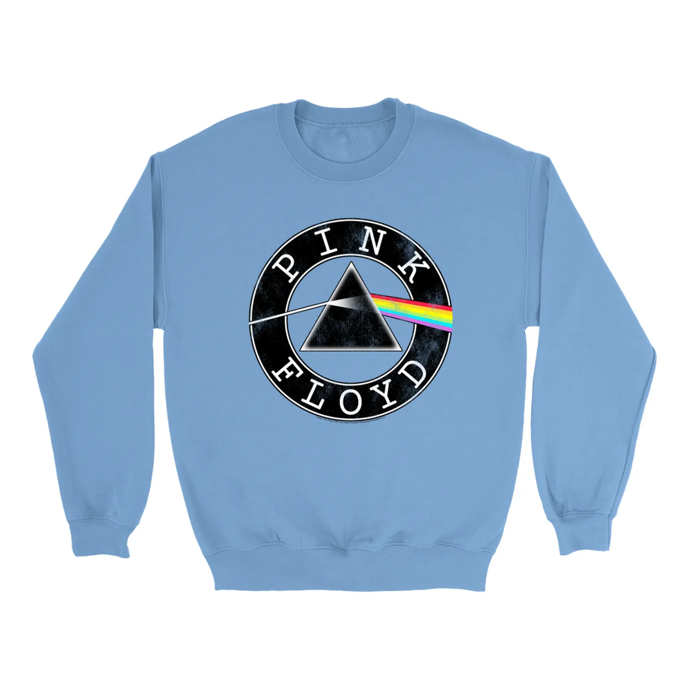 Pink Floyd Bright Colored Sweatshirt | Dark Side Of The Moon Circle Logo Distressed Pink Floyd Sweatshirt