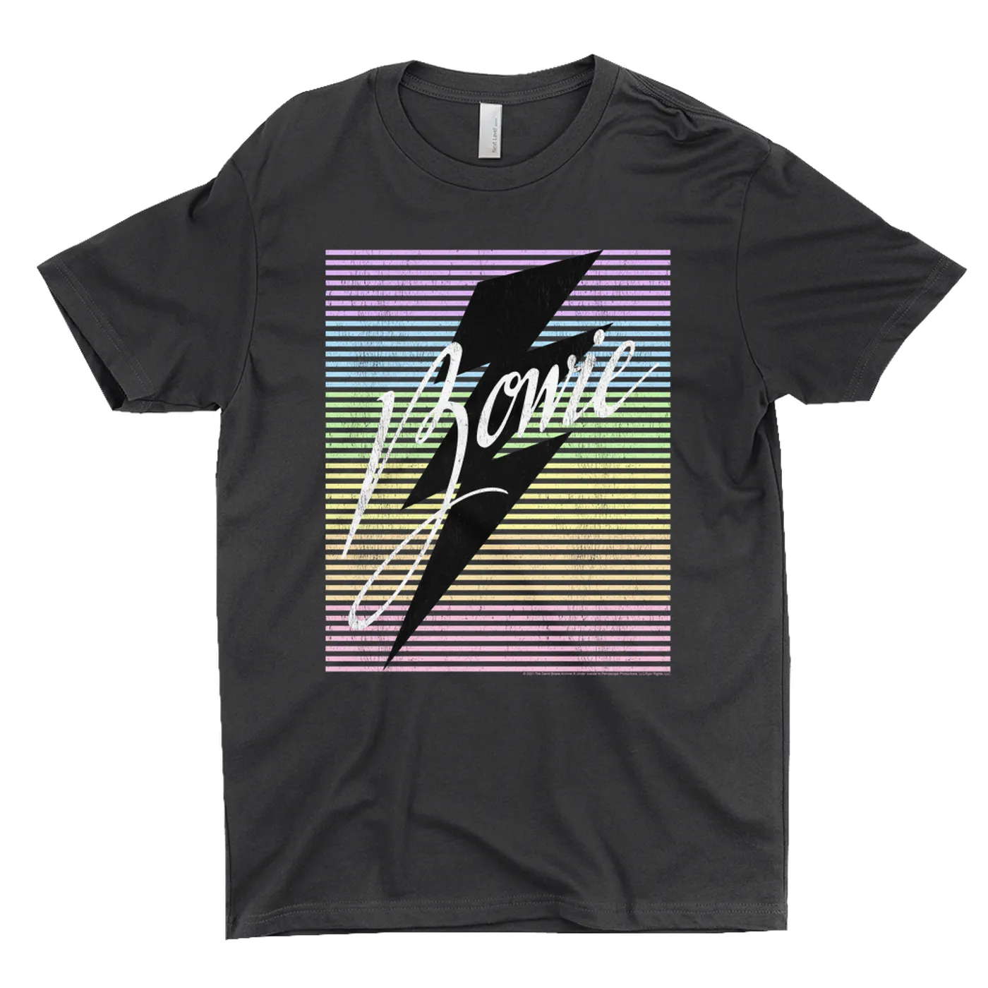 David Bowie T-Shirt | Pastel Rainbow Logo Distressed David Bowie Shirt (Merchbar Exclusive)