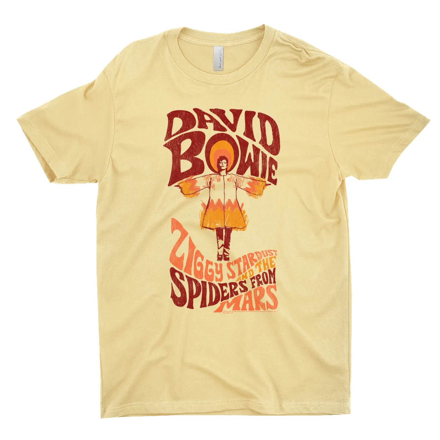 David Bowie T-Shirt | Retro Orange Ziggy Stardust And The Spiders From Mars Distressed David Bowie Shirt (Merchbar Exclusive)