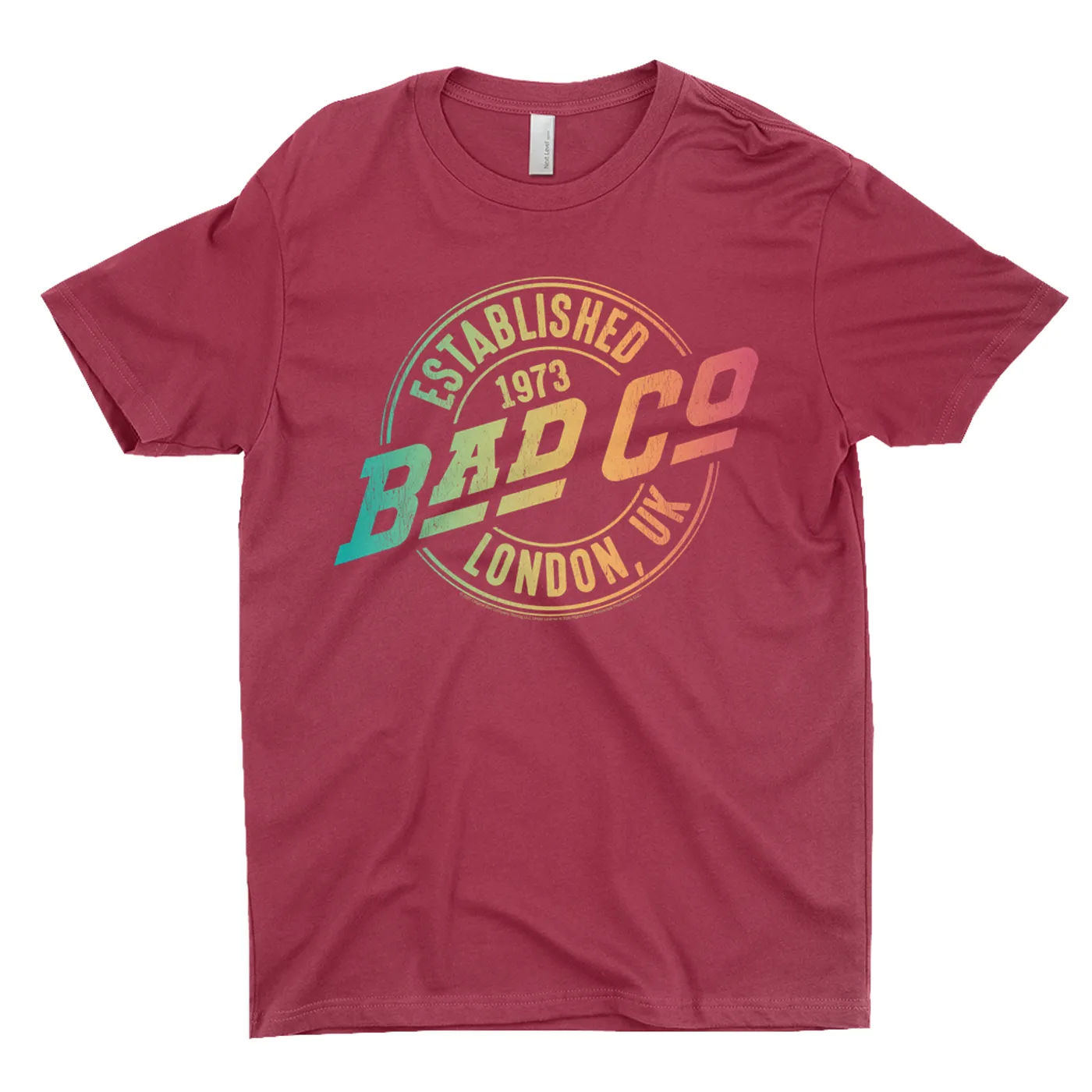 Bad Company T-Shirt | Rainbow Ombre Est. 1973 London Logo Bad Company Shirt (Merchbar Exclusive)