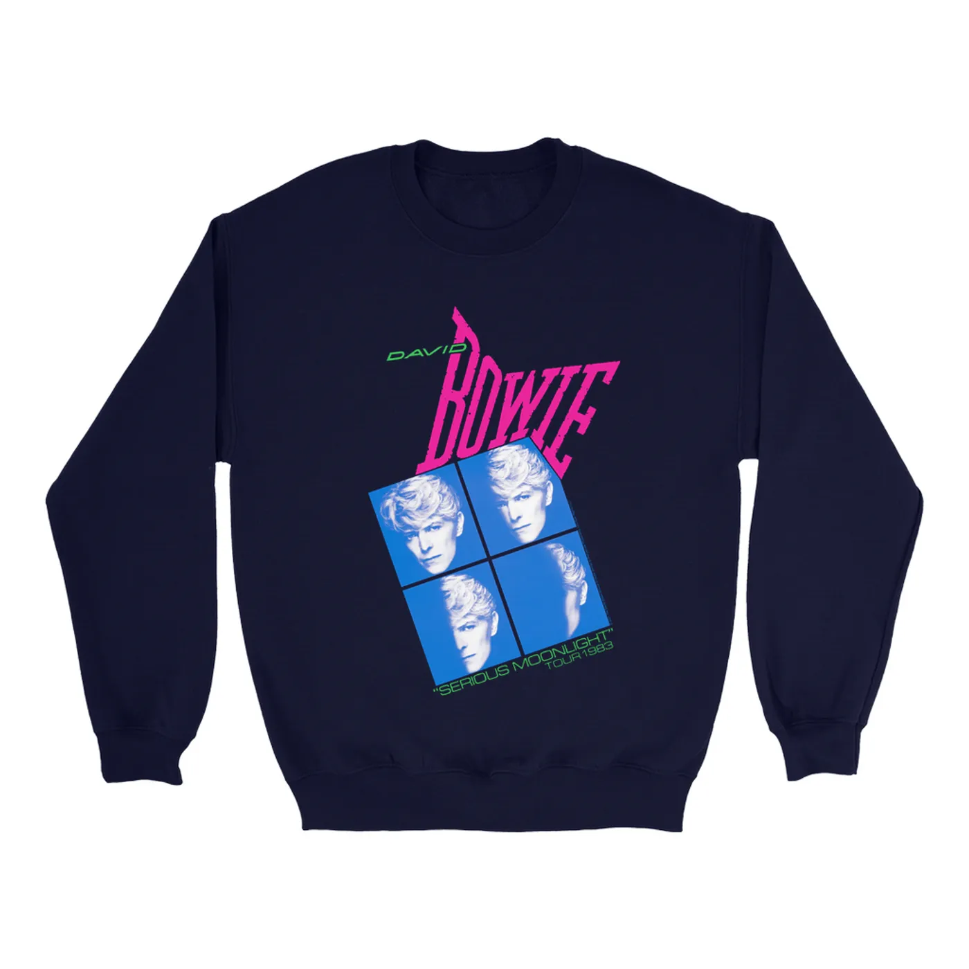 David Bowie Sweatshirt | Neon Serious Moonlight Tour David Bowie Sweatshirt (Merchbar Exclusive)
