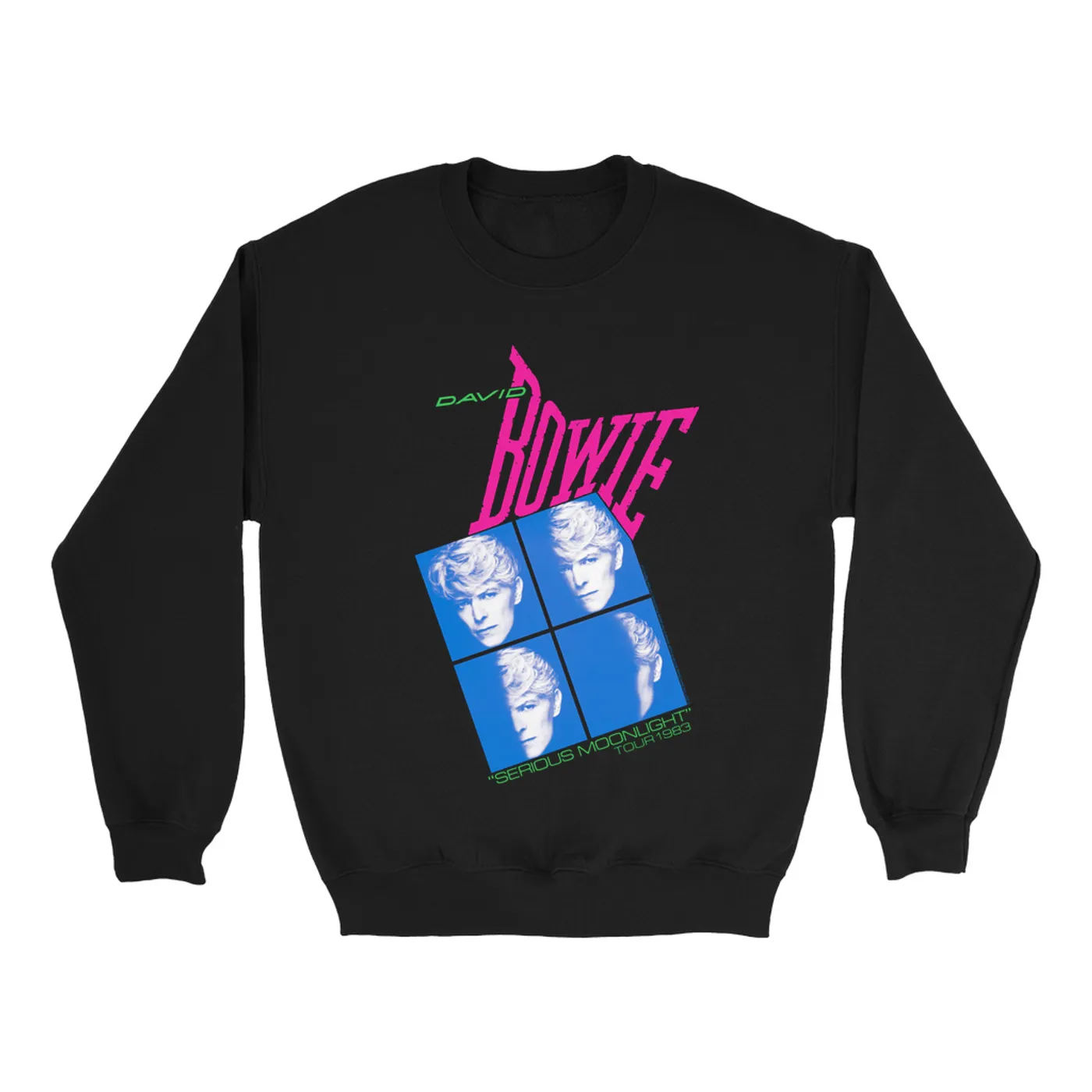 David Bowie Sweatshirt | Neon Serious Moonlight Tour David Bowie Sweatshirt (Merchbar Exclusive)