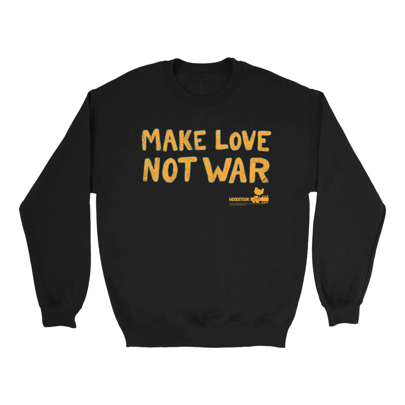 Woodstock Sweatshirt | Make Love Not War Distressed Woodstock Sweatshirt (Merchbar Exclusive)