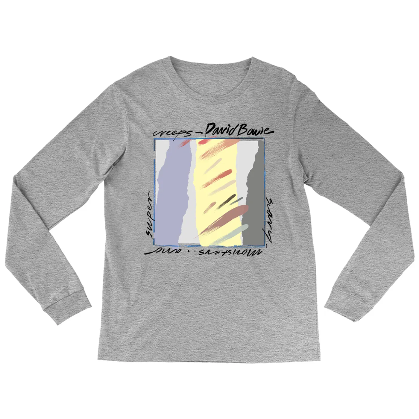 David Bowie Long Sleeve Shirt | Neutral Tone Scary Monsters Album Design David Bowie Shirt