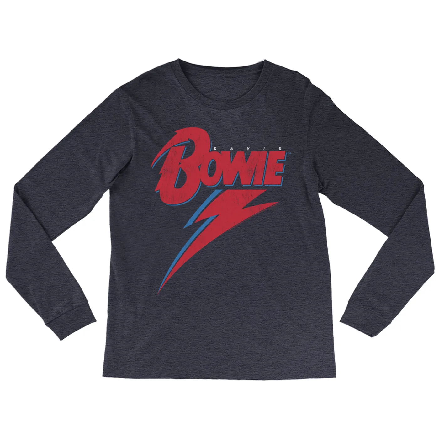 David Bowie Long Sleeve Shirt | Contemporary Lightning Bolt Logo Distressed David Bowie Shirt