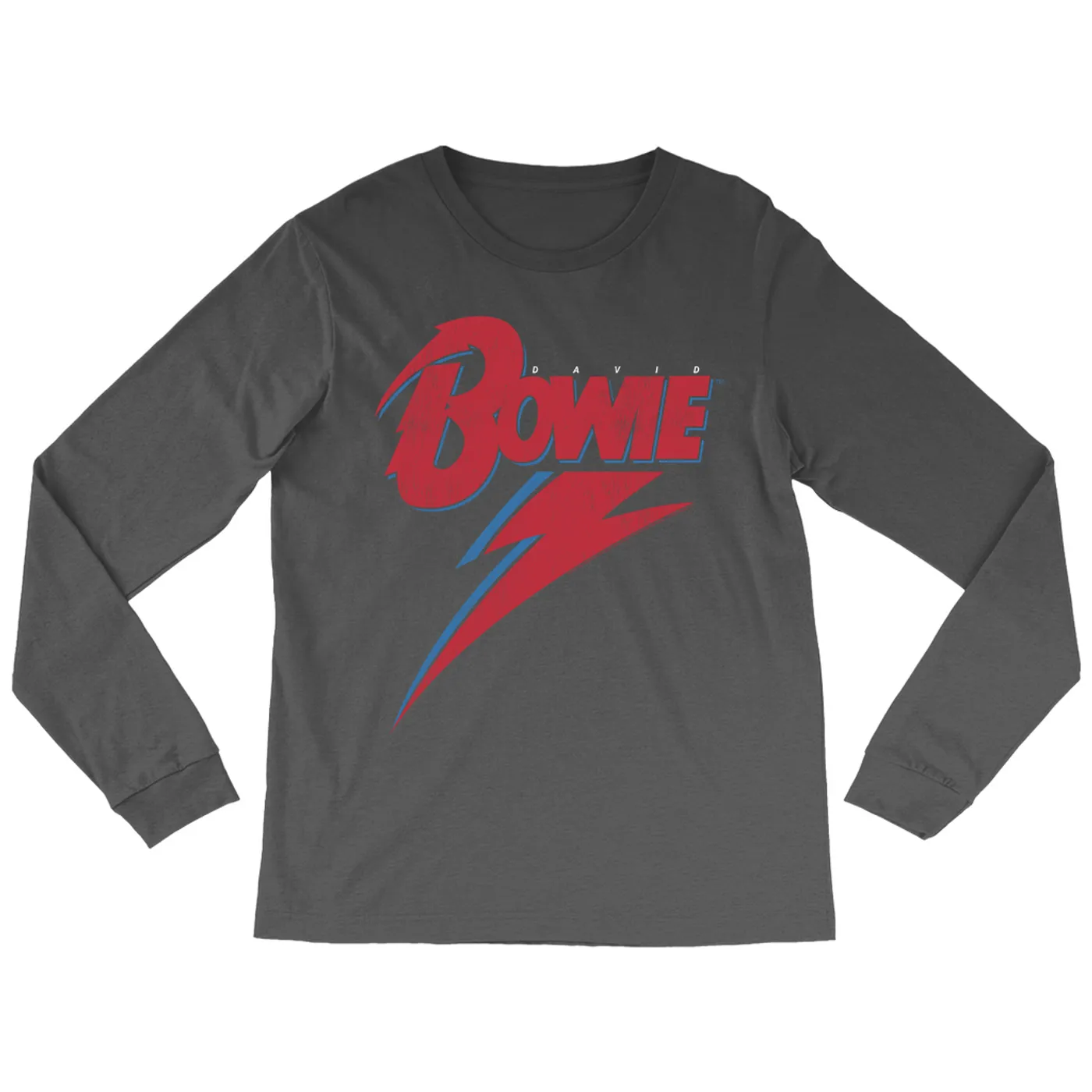 David Bowie Long Sleeve Shirt | Contemporary Lightning Bolt Logo Distressed David Bowie Shirt