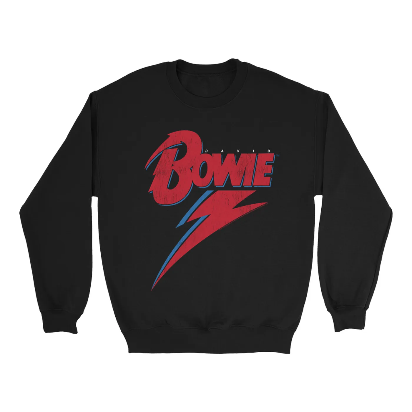David Bowie Sweatshirt | Contemporary Lightning Bolt Logo Distressed David Bowie Sweatshirt