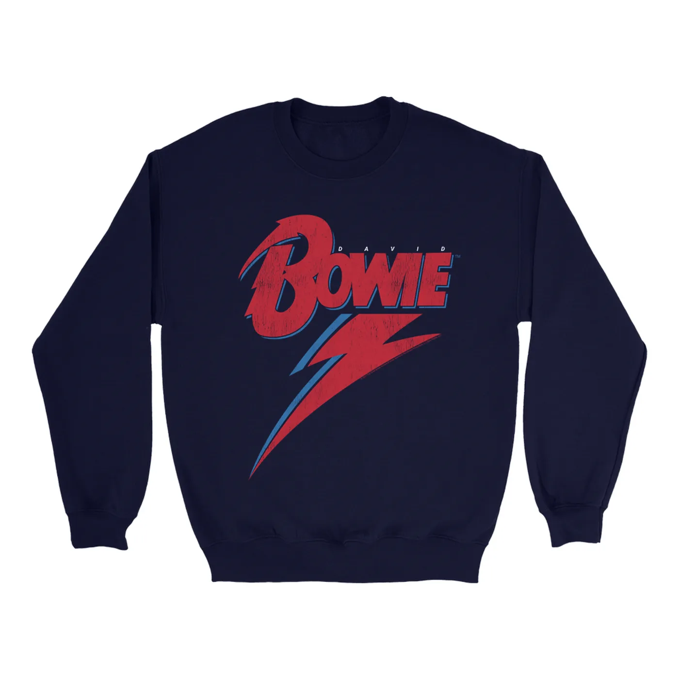 David Bowie Sweatshirt | Contemporary Lightning Bolt Logo Distressed David Bowie Sweatshirt