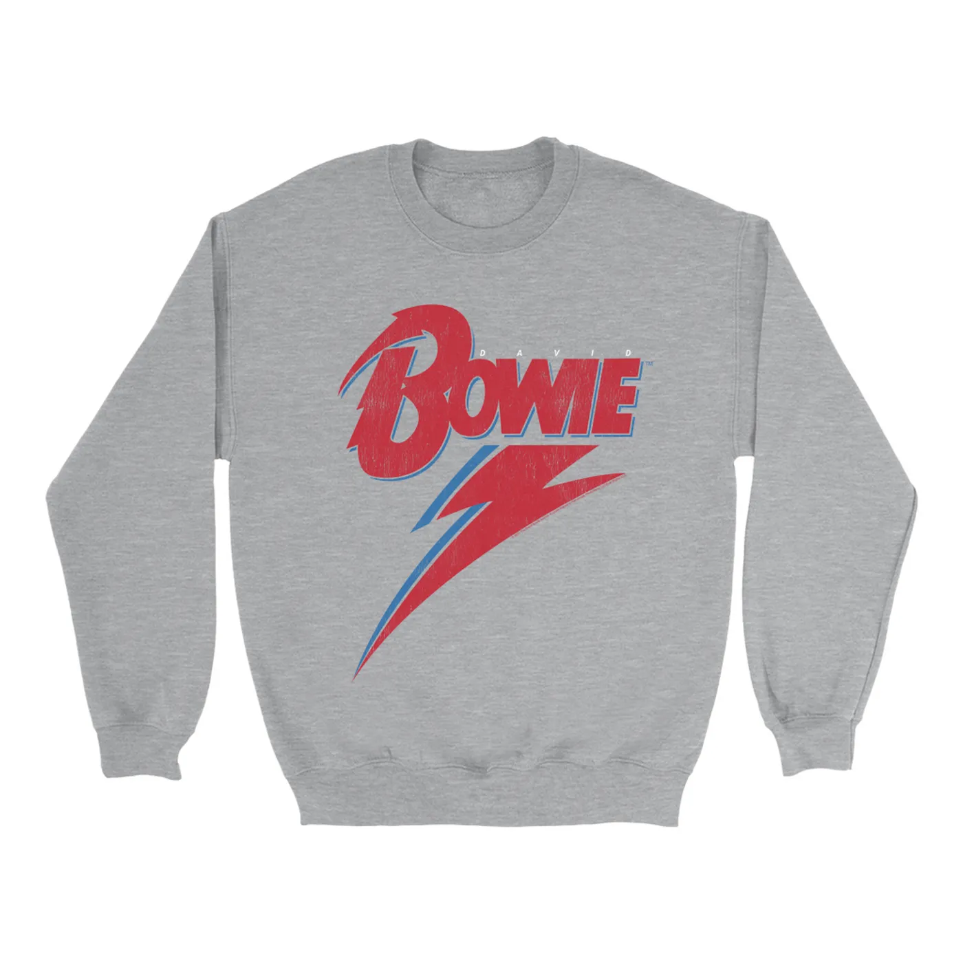 Contemporary Lightning Bolt Logo Distressed David Bowie Sweatshirt