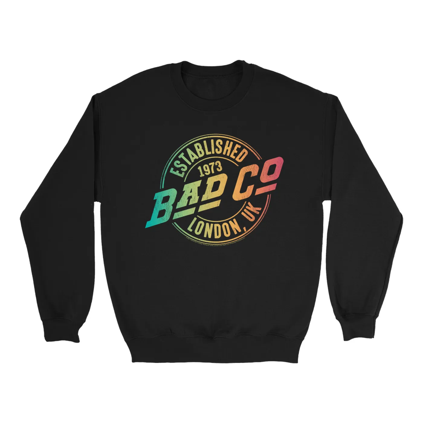 Bad Company Sweatshirt | Rainbow Ombre Est. 1973 London Logo Bad Company Sweatshirt (Merchbar Exclusive)