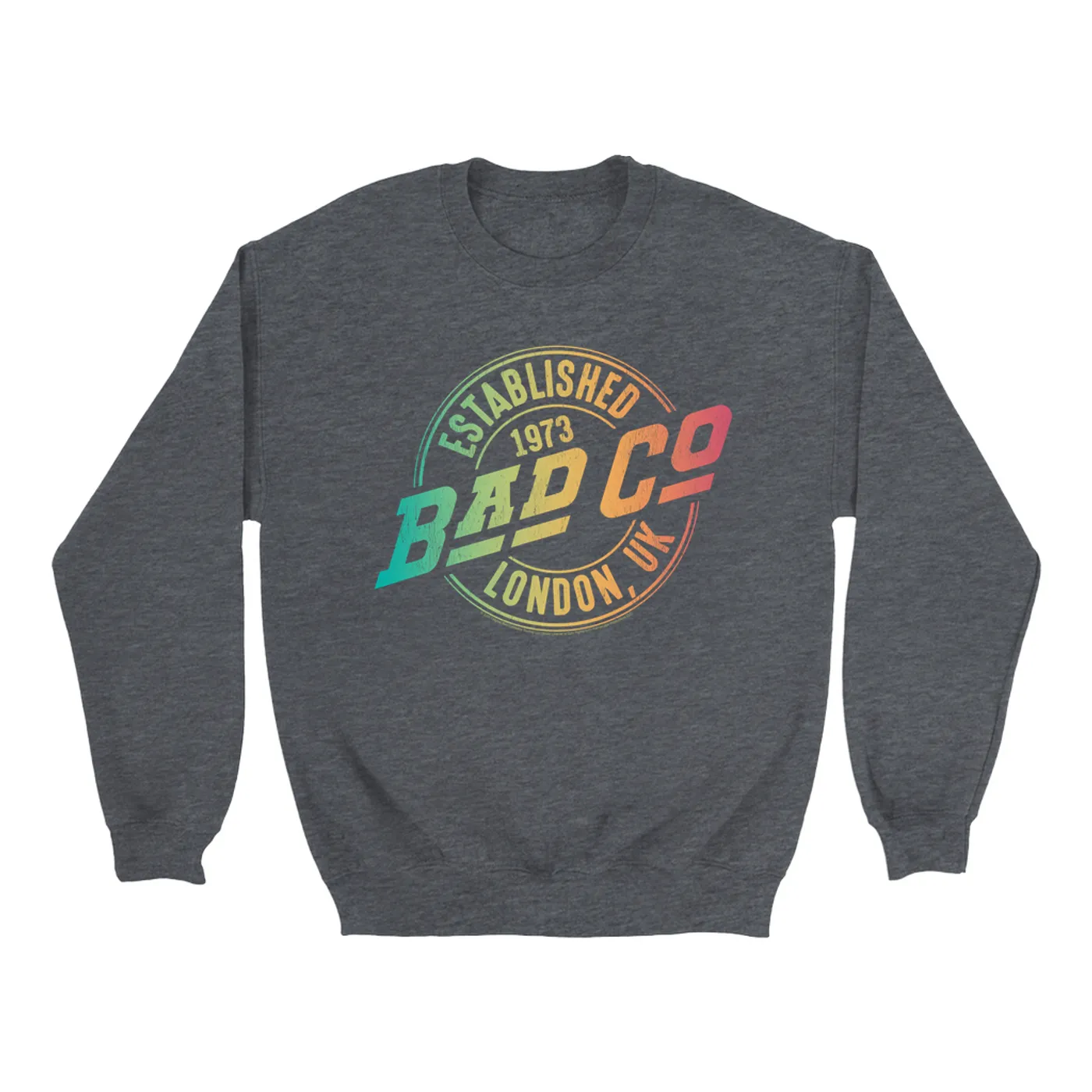 Bad Company Sweatshirt | Rainbow Ombre Est. 1973 London Logo Bad Company Sweatshirt (Merchbar Exclusive)