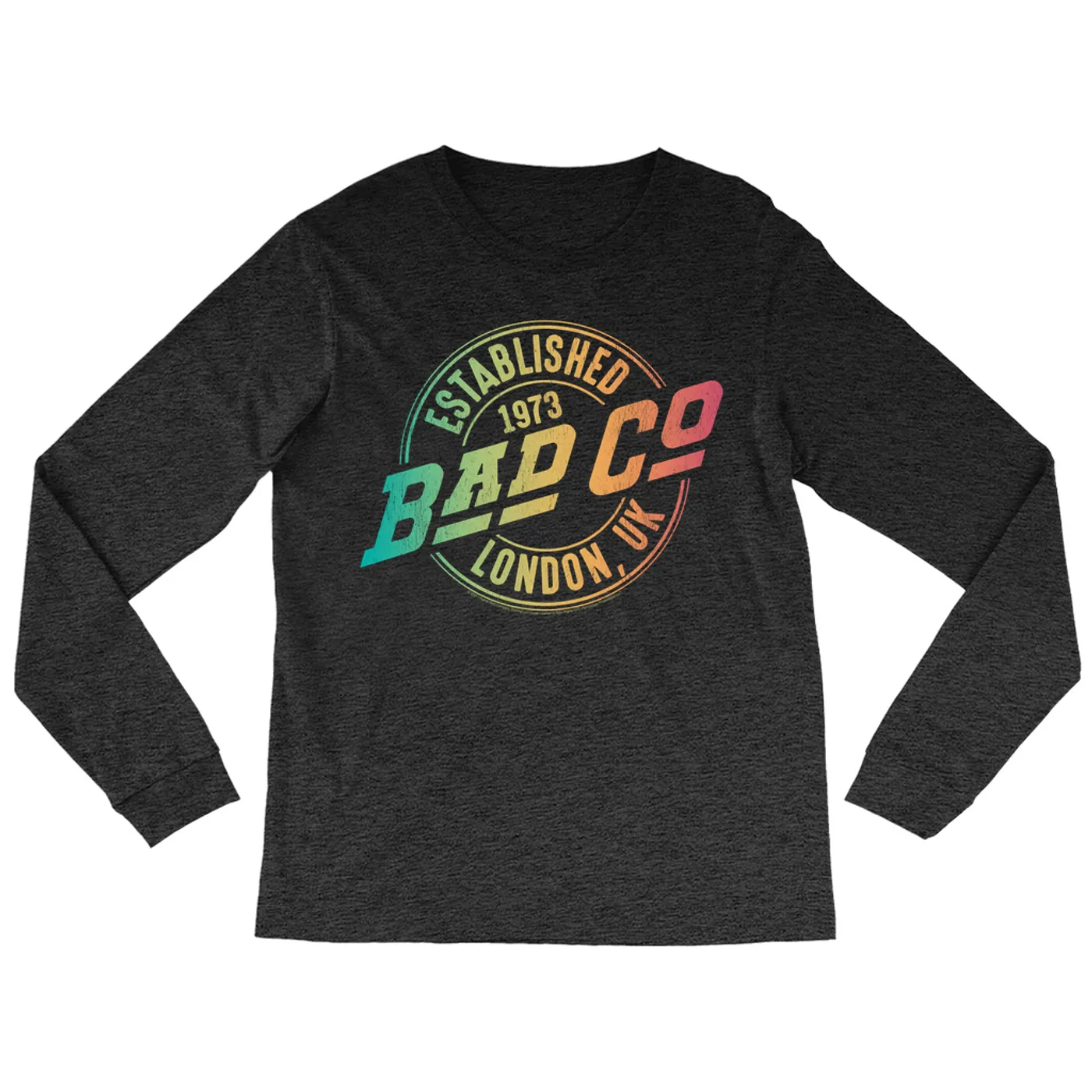 Bad Company Long Sleeve Shirt | Rainbow Ombre Est. 1973 London Logo Bad Company Shirt (Merchbar Exclusive)