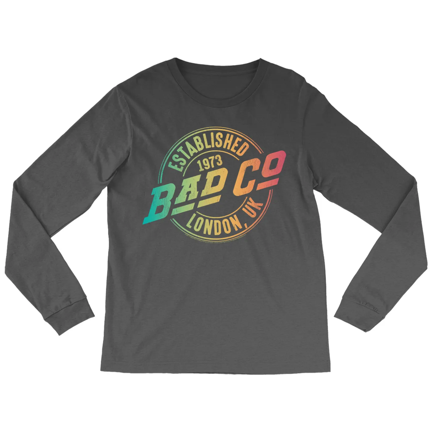 Bad Company Long Sleeve Shirt | Rainbow Ombre Est. 1973 London Logo Bad Company Shirt (Merchbar Exclusive)
