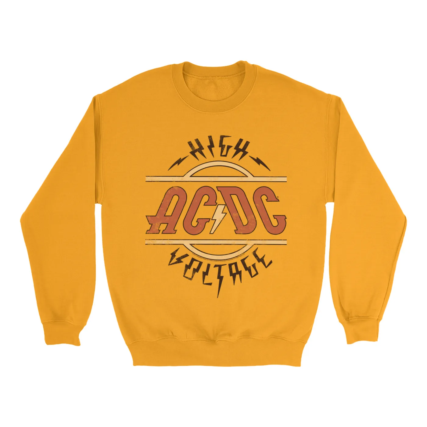 AC/DC Bright Colored Sweatshirt | Retro Colored High Voltage Design Distressed ACDC Sweatshirt