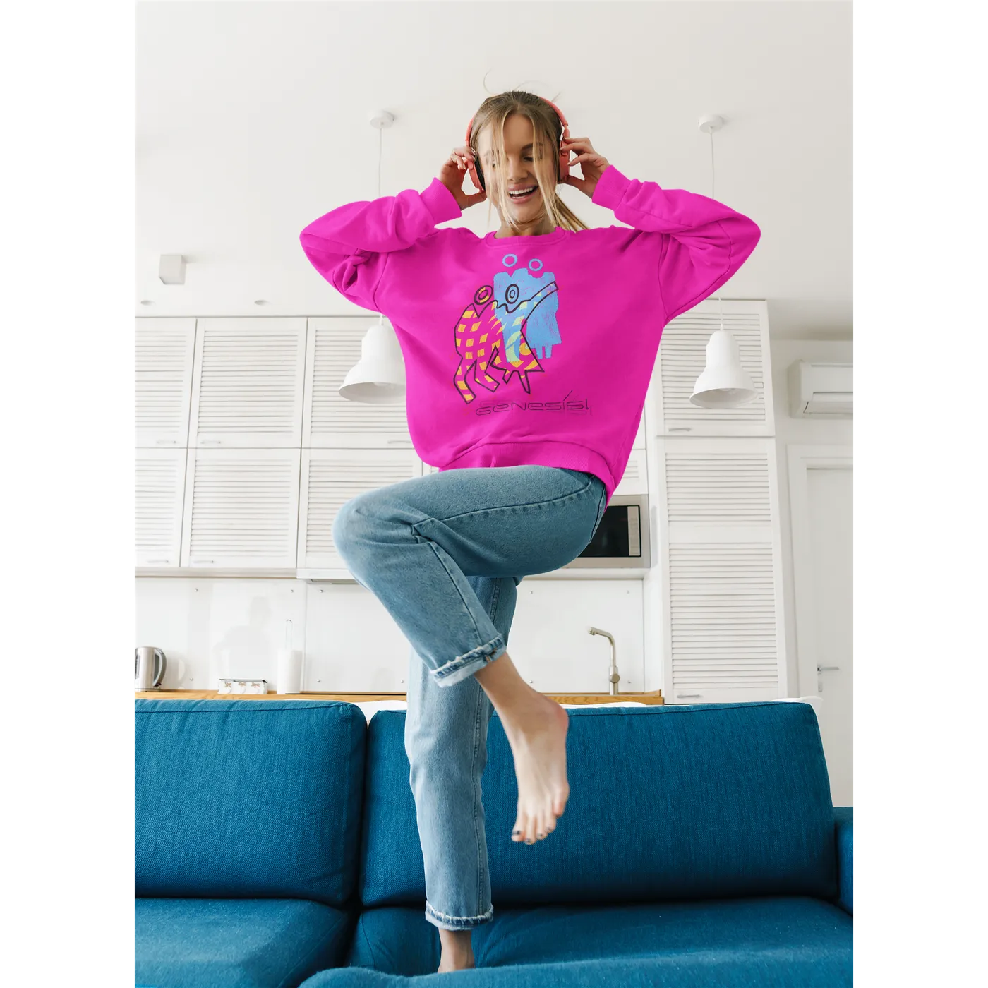 Genesis Bright Colored Sweatshirt | Artistic Cartoon Illustration Pastels Genesis Sweatshirt