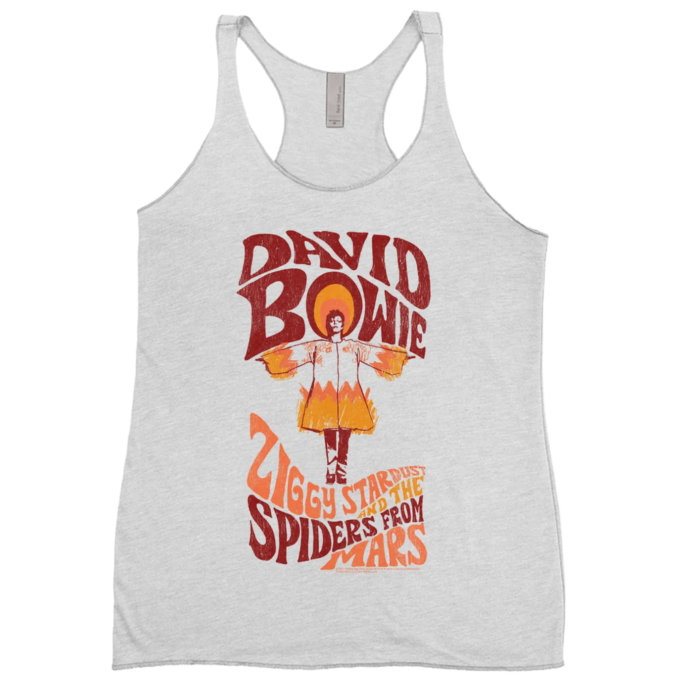 David Bowie Ladies' Tank Top | Retro Orange Ziggy Stardust And The Spiders From Mars Distressed David Bowie Shirt (Merchbar Exclusive)