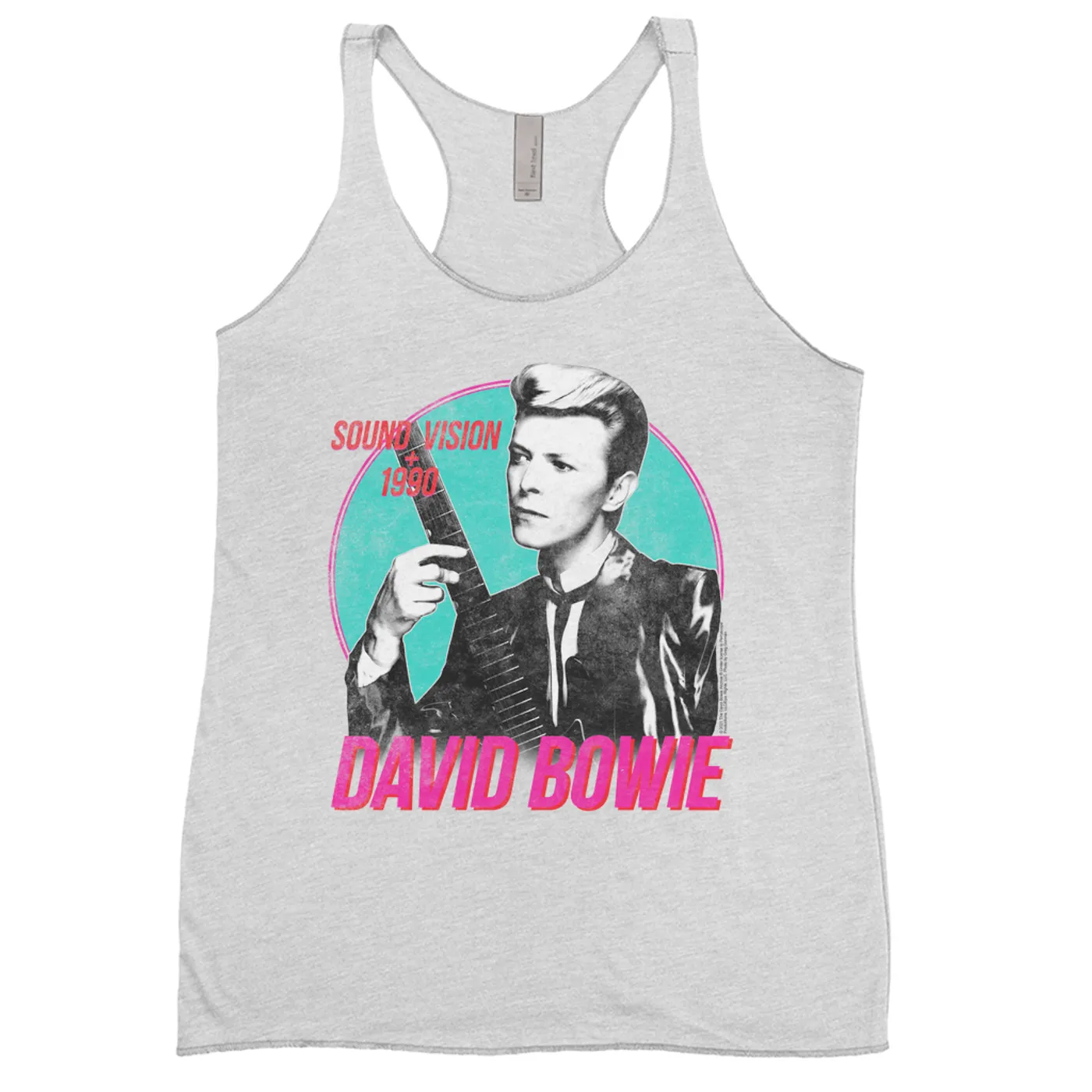 David Bowie Ladies' Tank Top | Sound + Vision 1990 Powerful Pink Design Distressed David Bowie Shirt (Merchbar Exclusive)