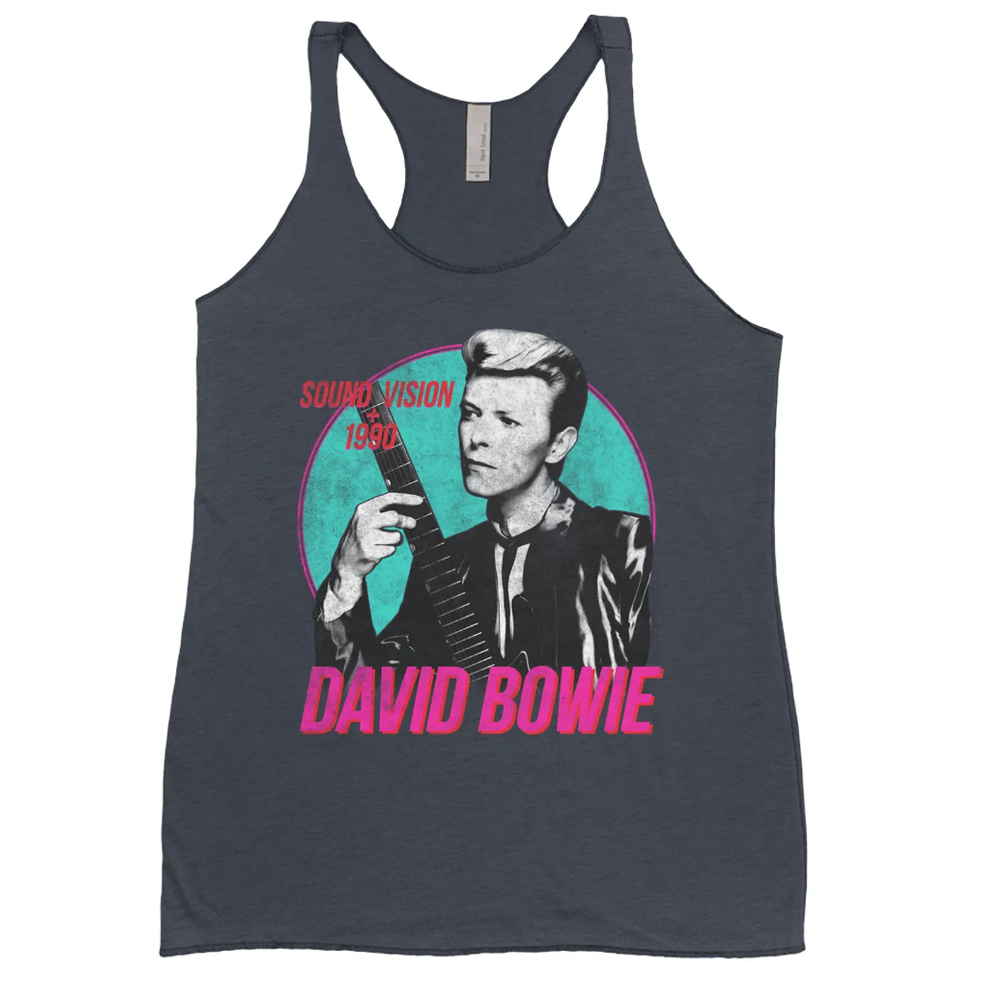 David Bowie Ladies' Tank Top | Sound + Vision 1990 Powerful Pink Design Distressed David Bowie Shirt (Merchbar Exclusive)