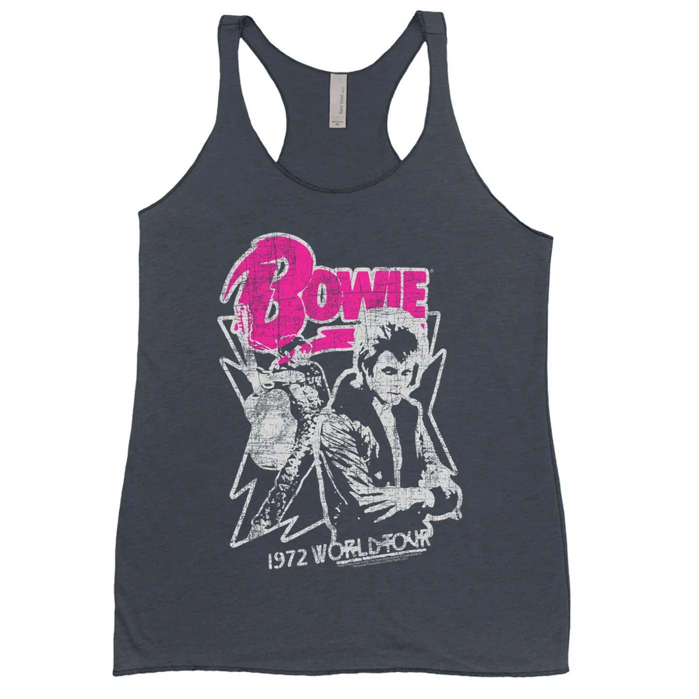 David Bowie Ladies' Tank Top | Pink And Silver 1972 World Tour Distressed David Bowie Shirt (Merchbar Exclusive)