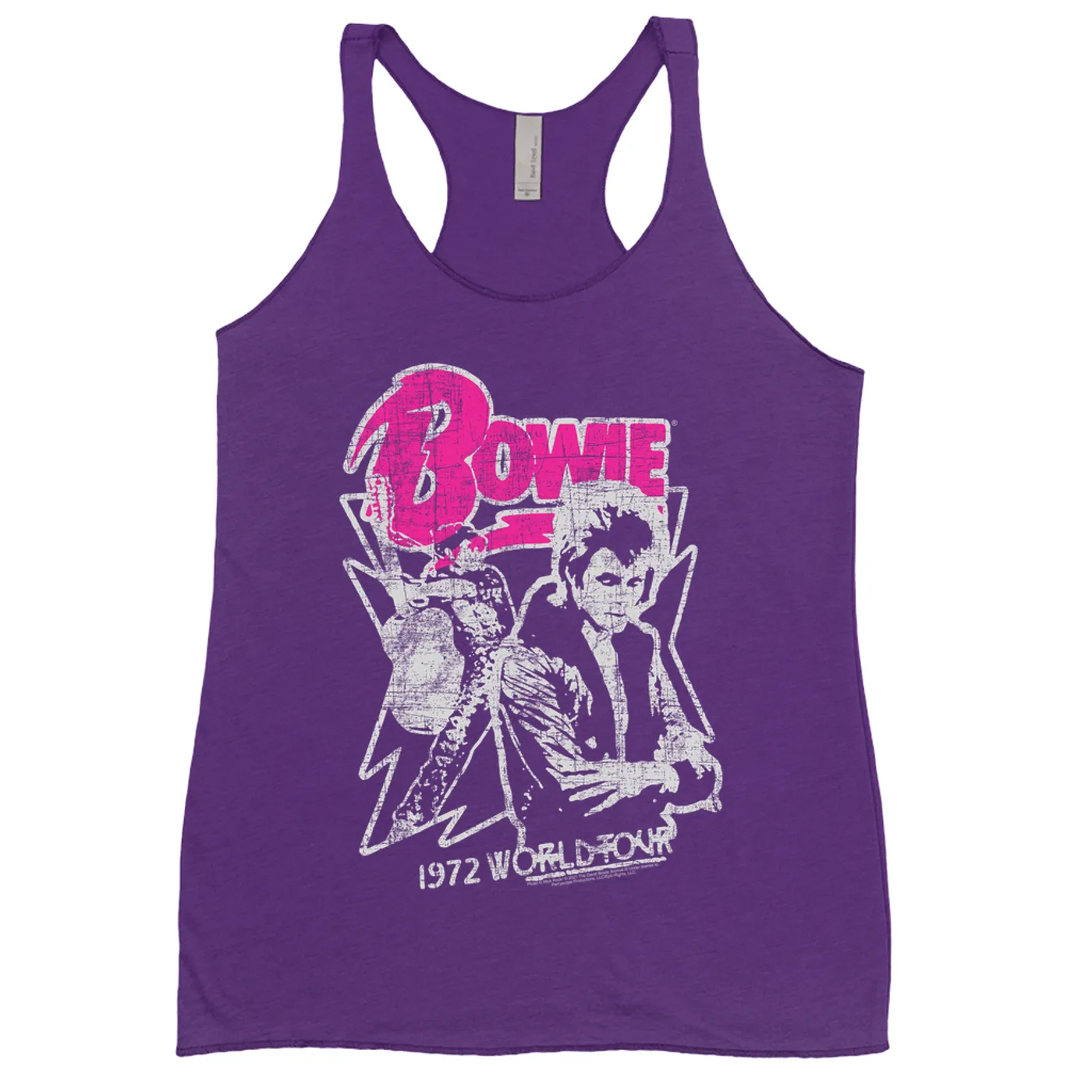David Bowie Ladies' Tank Top | Pink And Silver 1972 World Tour Distressed David Bowie Shirt (Merchbar Exclusive)