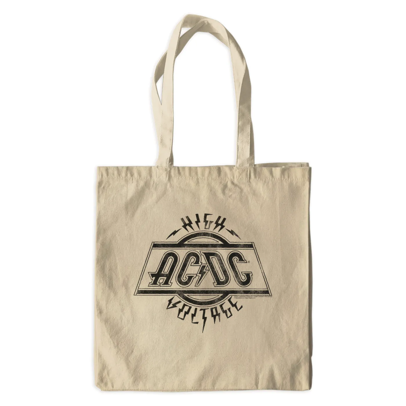 AC/DC Canvas Tote Bag | High Voltage Logo Distressed ACDC Bag (Merchbar Exclusive)