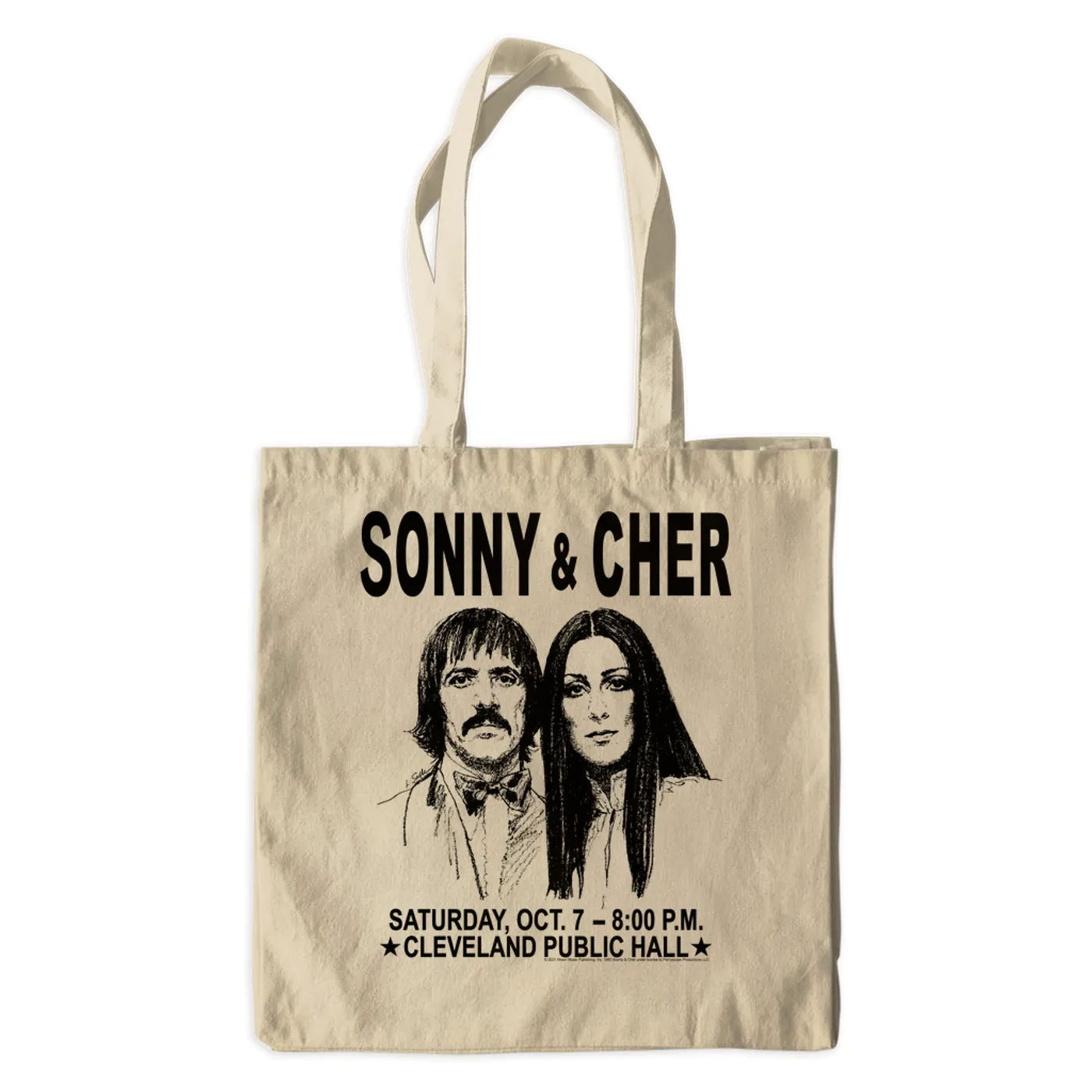 Sonny & Cher Canvas Tote Bag | Cleaveland Hall Concert Poster Sonny and Cher Bag (Merchbar Exclusive)