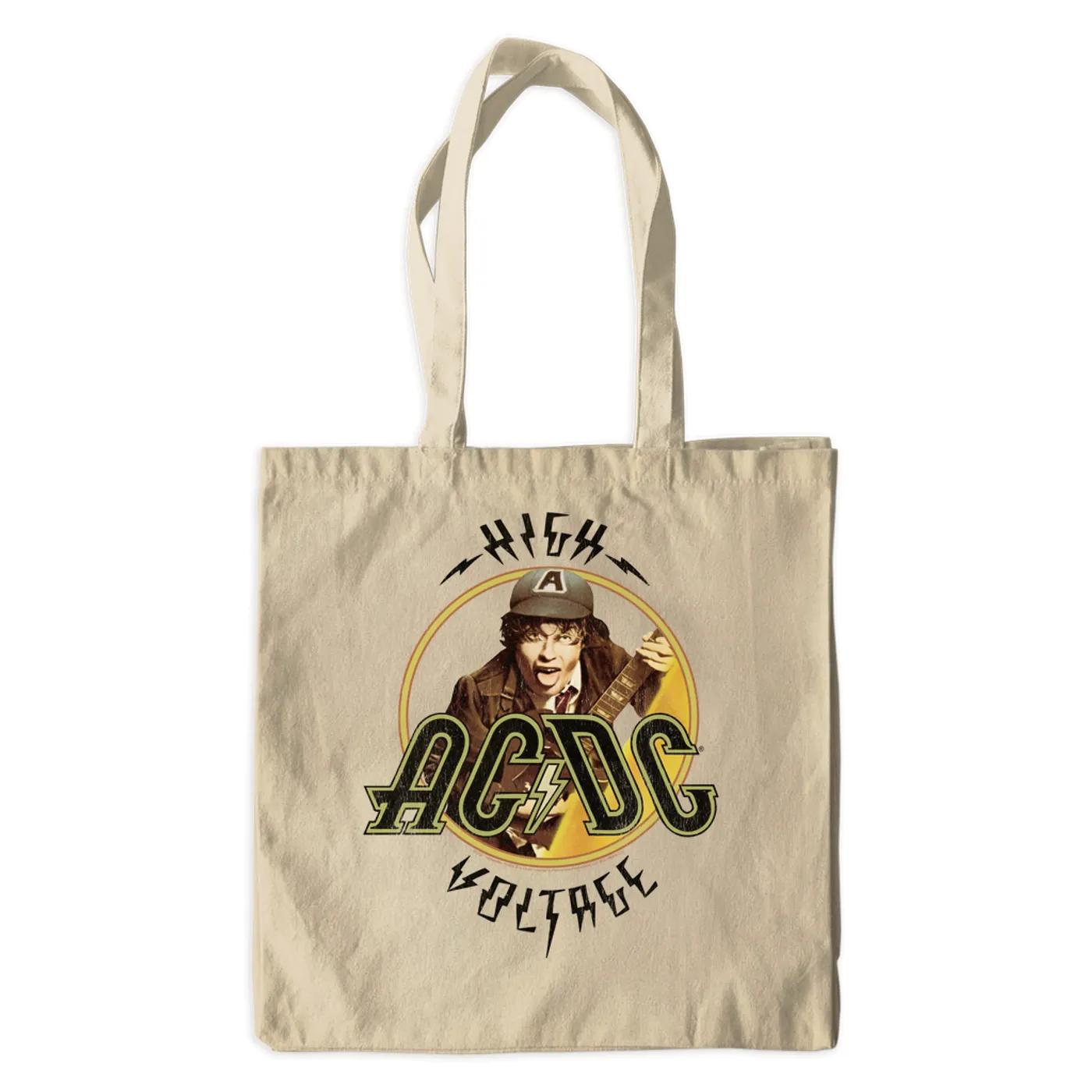 AC/DC Canvas Tote Bag | High Voltage Album Design Distressed ACDC Bag