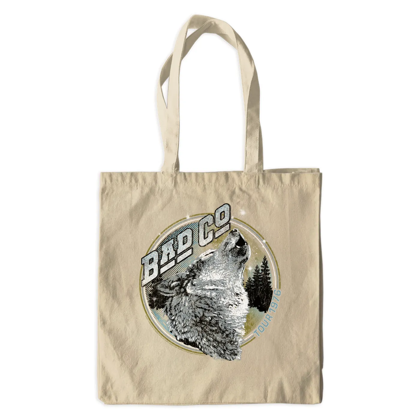 Bad Company Canvas Tote Bag | Wolf Pack Tour 1976 Distressed Bad Company Bag (Merchbar Exclusive)