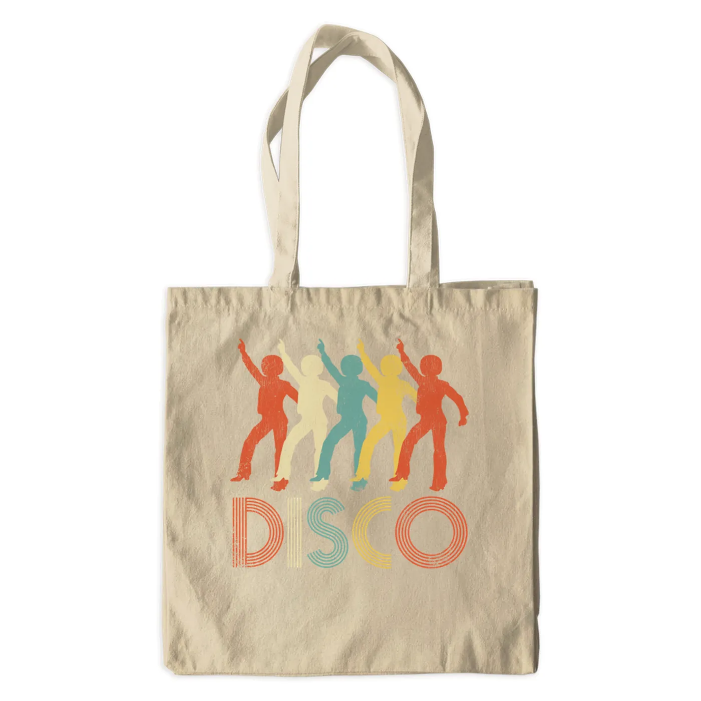 Merchbar Music Life Canvas Tote Bag | Colorful Disco Design Distressed Merchbar Music Life Canvas Tote