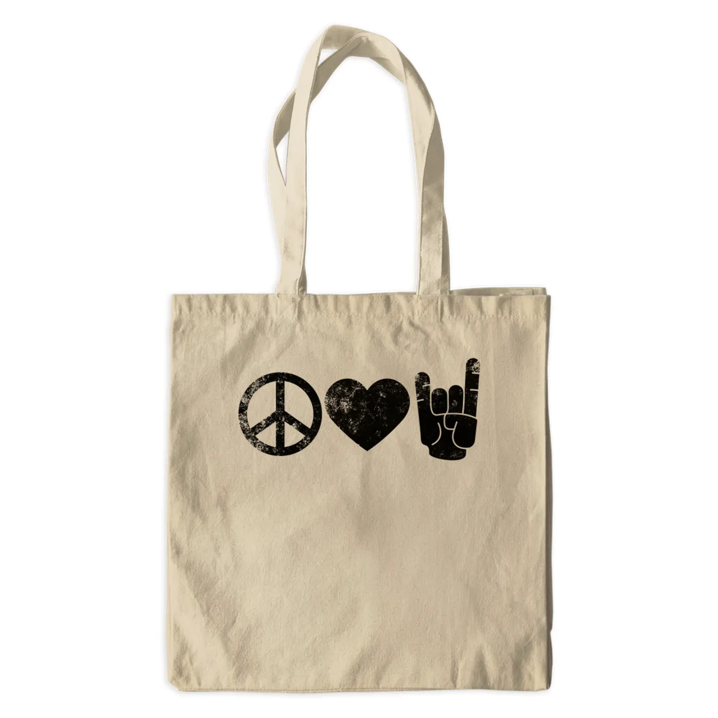Merchbar Music Life Canvas Tote Bag | Peace Love Rock n' Roll Merchbar Music Life Canvas Tote