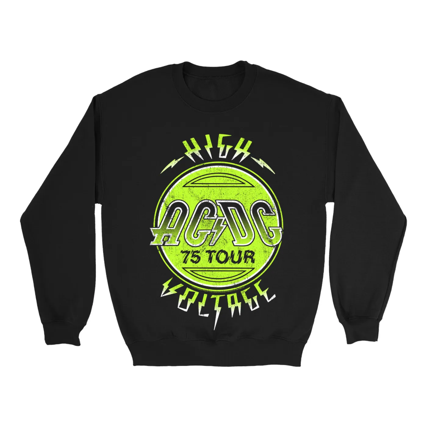 AC/DC Sweatshirt | Electric Green High Voltage Design ACDC Sweatshirt (Merchbar Exclusive)