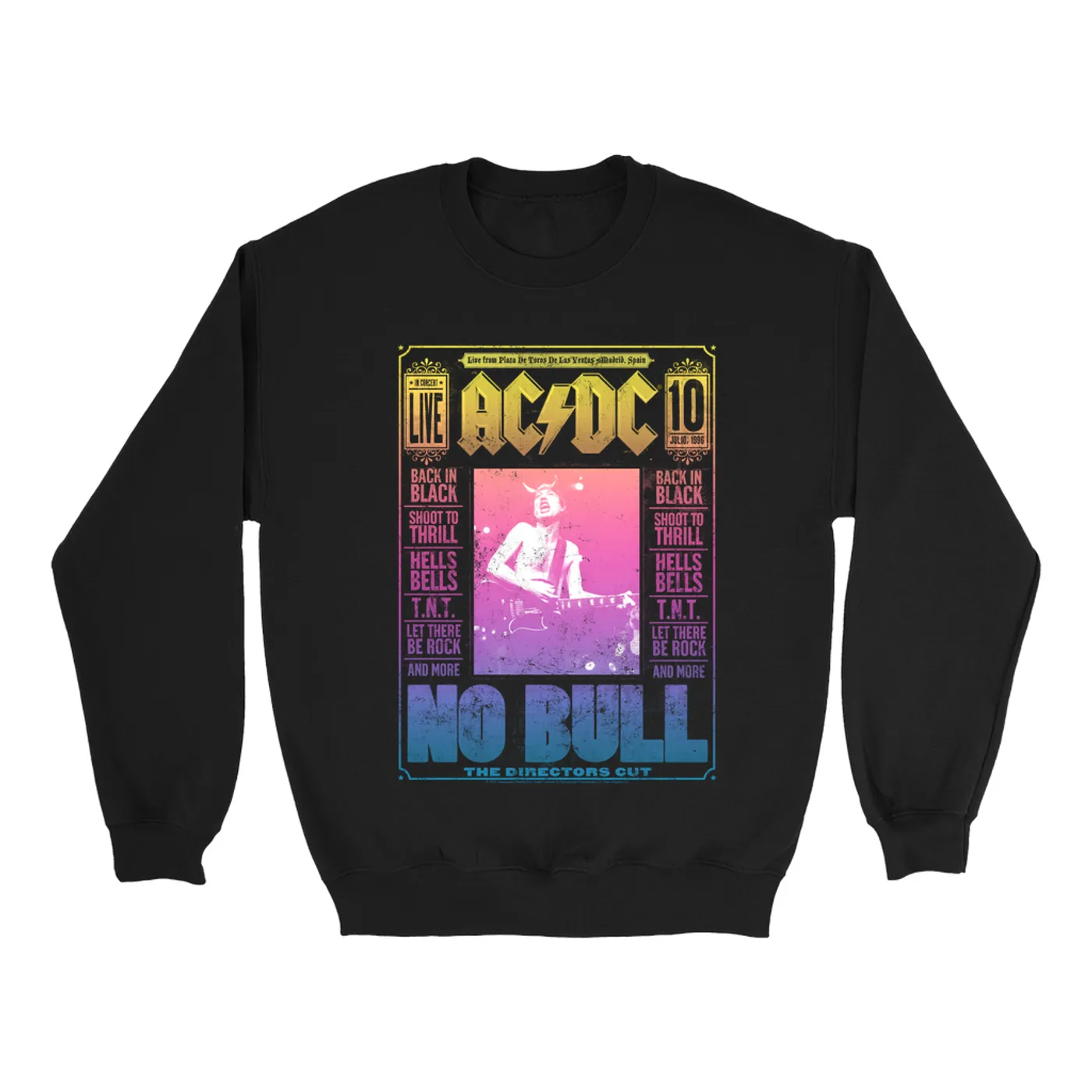 AC/DC Sweatshirt | Rainbow Ombre No Bull Cover ACDC Sweatshirt (Merchbar Exclusive)