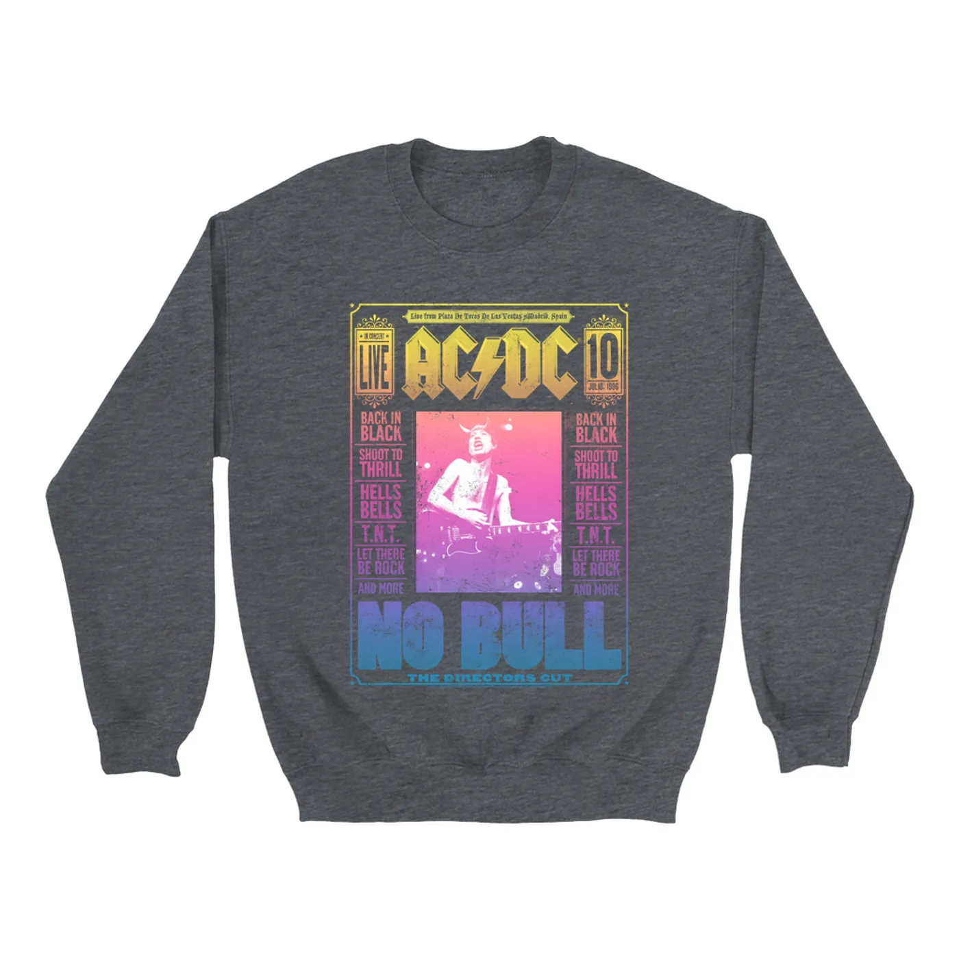 AC/DC Sweatshirt | Rainbow Ombre No Bull Cover ACDC Sweatshirt (Merchbar Exclusive)