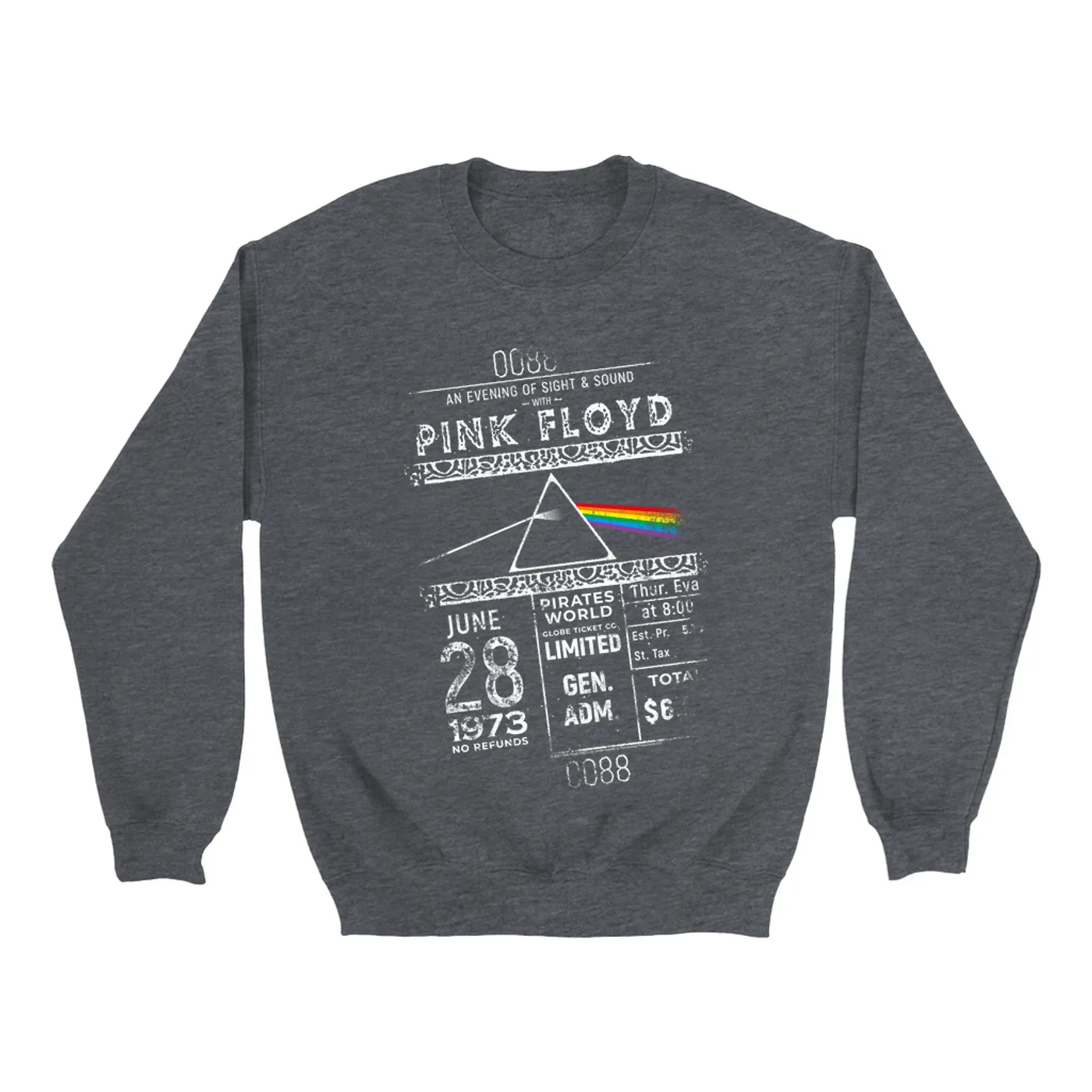Pink Floyd Sweatshirt | 1973 Ticket Stub Distressed Pink Floyd Sweatshirt