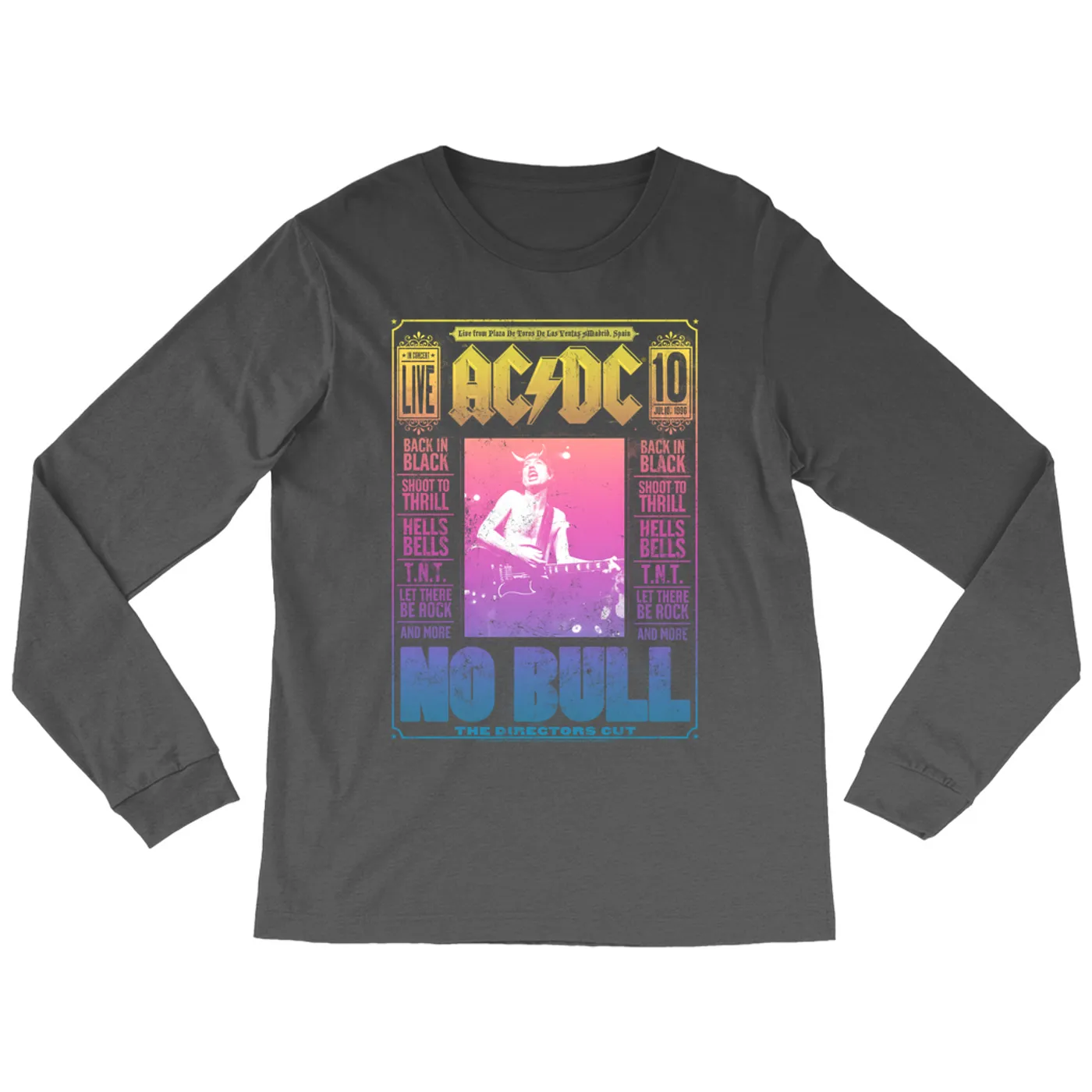 AC/DC Long Sleeve Shirt | Rainbow Ombre No Bull Cover ACDC Shirt (Merchbar Exclusive)