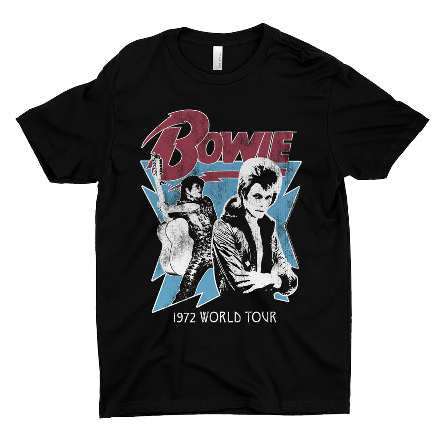 David Bowie T-Shirt | 1972 World Tour Blue Design Distressed David Bowie Shirt