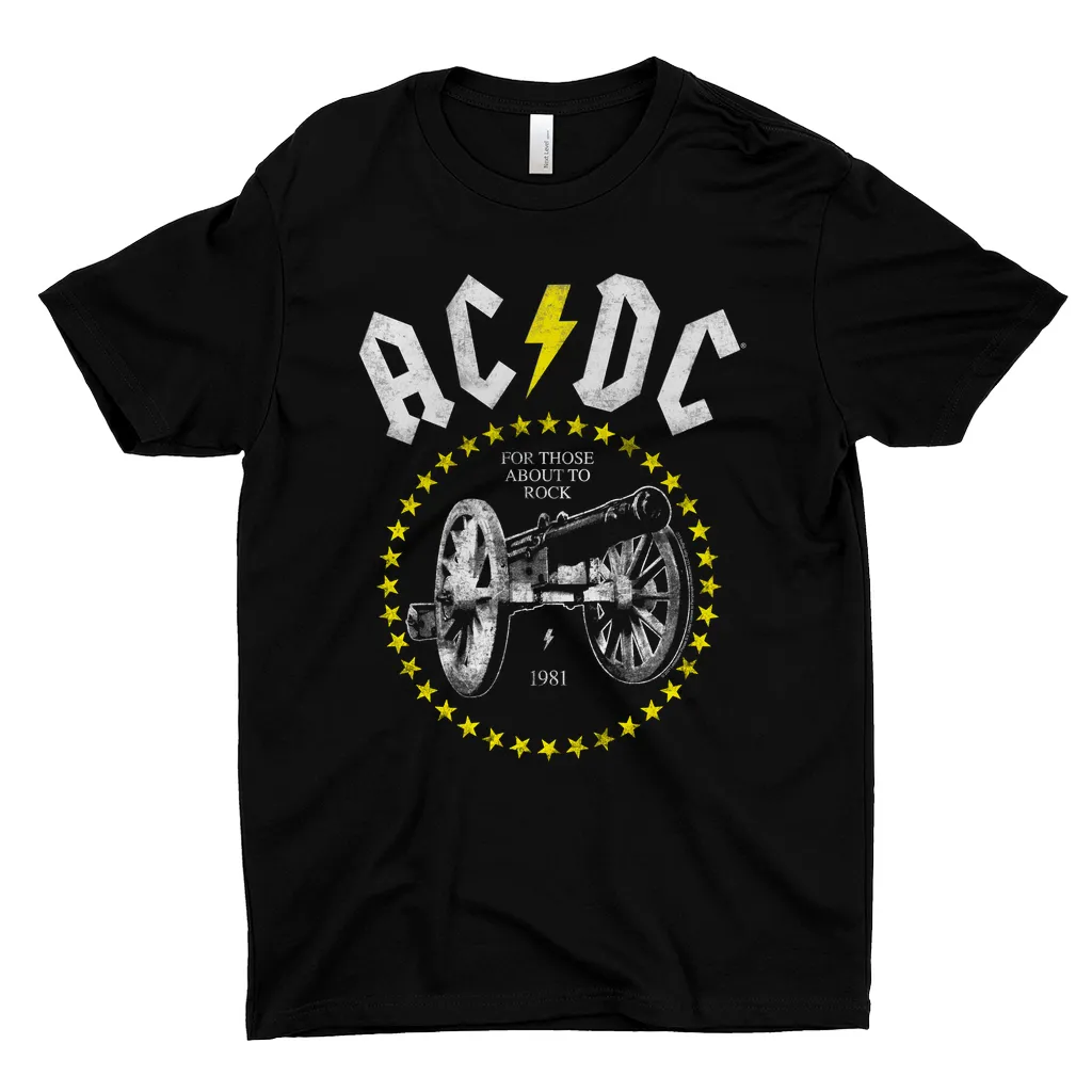 T-Shirt | 1981 For Those About To Rock Yellow Design Distressed Shirt (Equineop Exclusive)