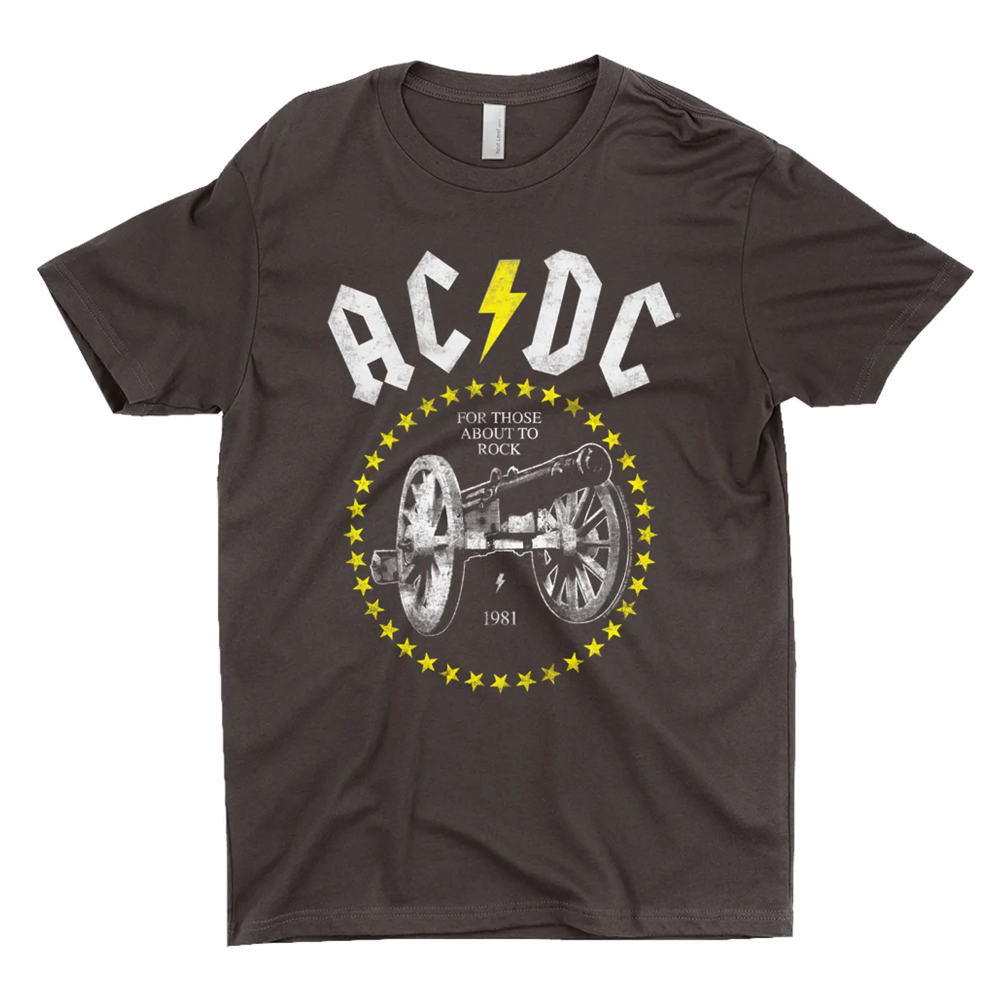 AC/DC T-Shirt | 1981 For Those About To Rock Yellow Design Distressed ACDC Shirt (Merchbar Exclusive)