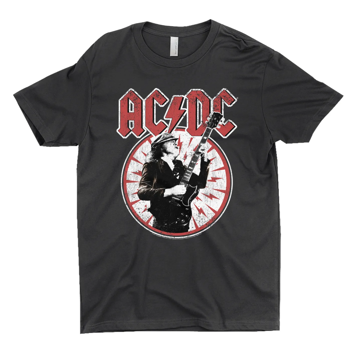 AC/DC T-Shirt | Angus Young In Bolts Design Distressed ACDC Shirt (Merchbar Exclusive)