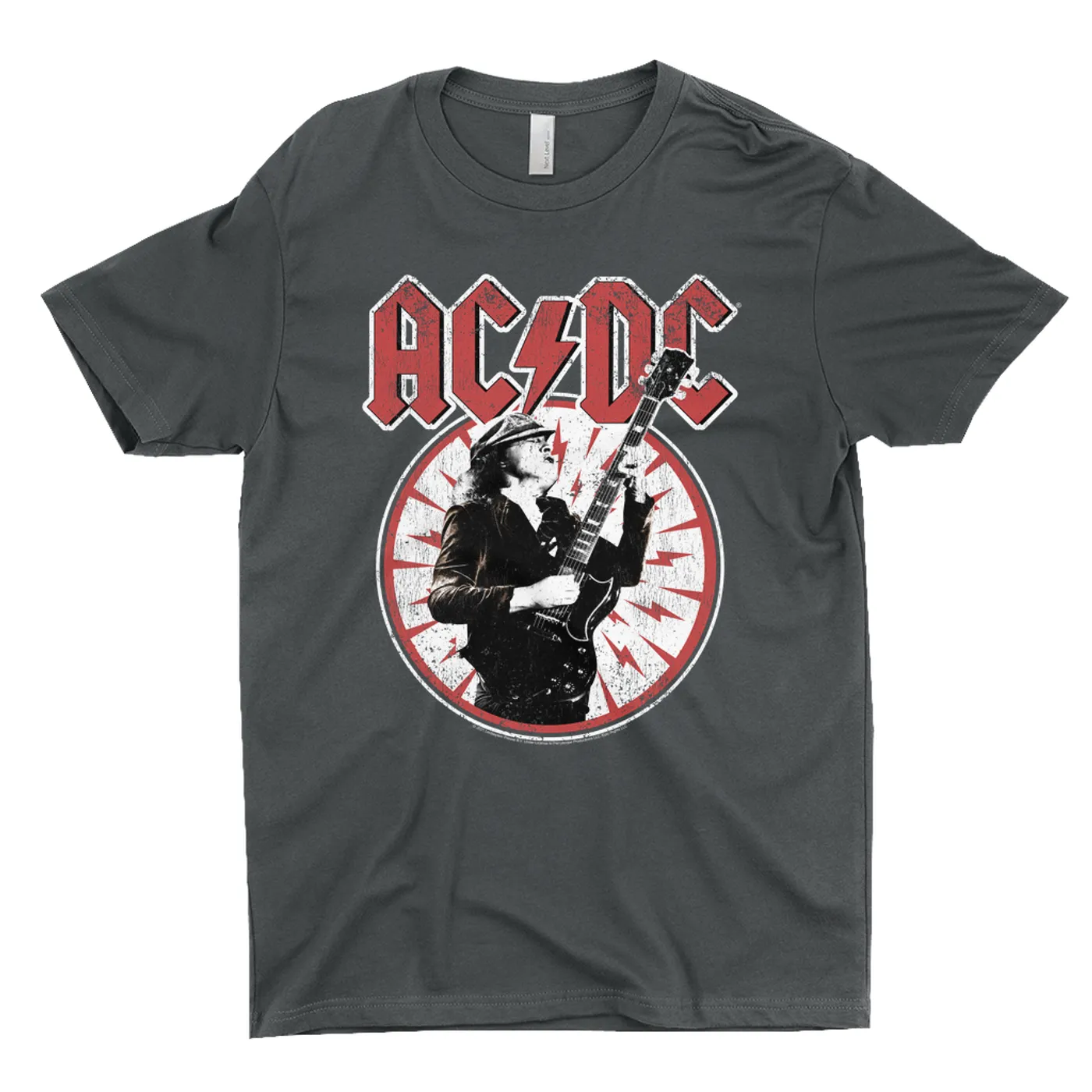 AC/DC T-Shirt | Angus Young In Bolts Design Distressed ACDC Shirt (Merchbar Exclusive)