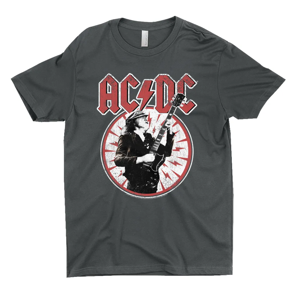 T-Shirt | Angus Young In Bolts Design Distressed Shirt (Equineop Exclusive)
