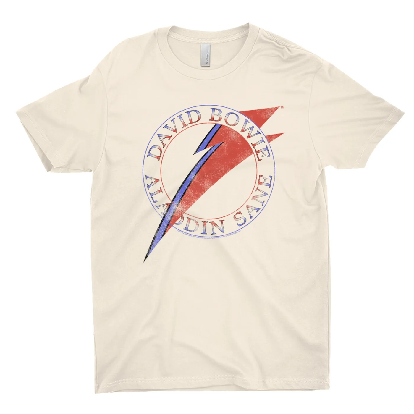 David Bowie T-Shirt | Red And Blue Aladdin Sane Logo Distressed David Bowie Shirt