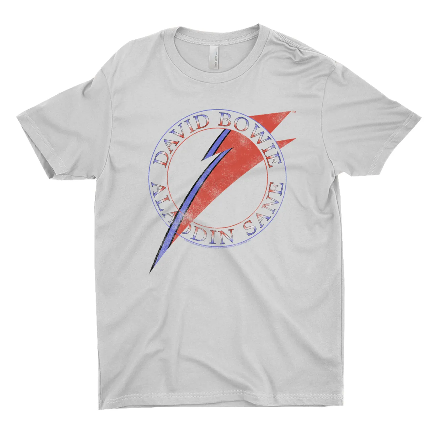 David Bowie T-Shirt | Red And Blue Aladdin Sane Logo Distressed David Bowie Shirt