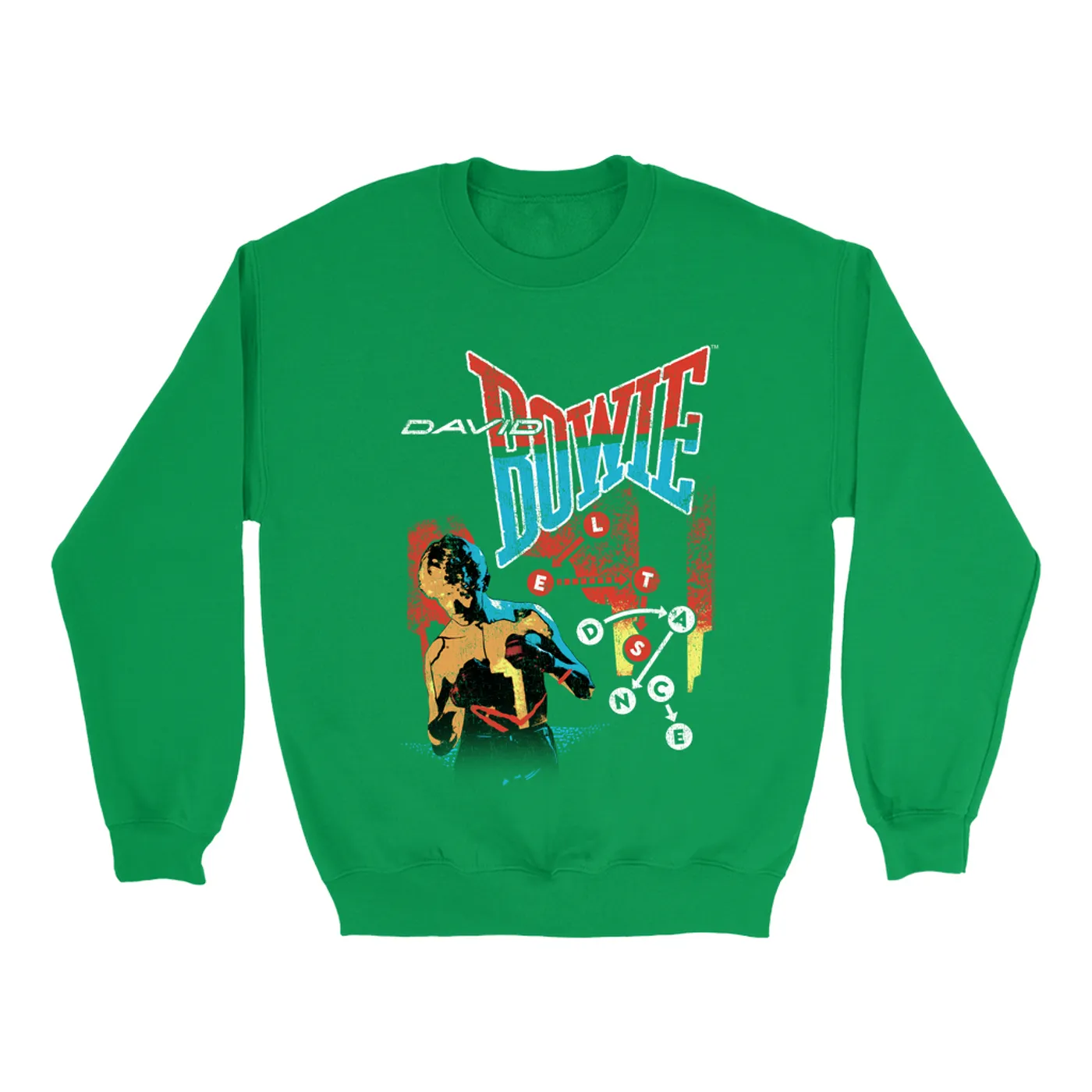 David Bowie Bright Colored Sweatshirt | Let's Dance Tour Image David Bowie Sweatshirt