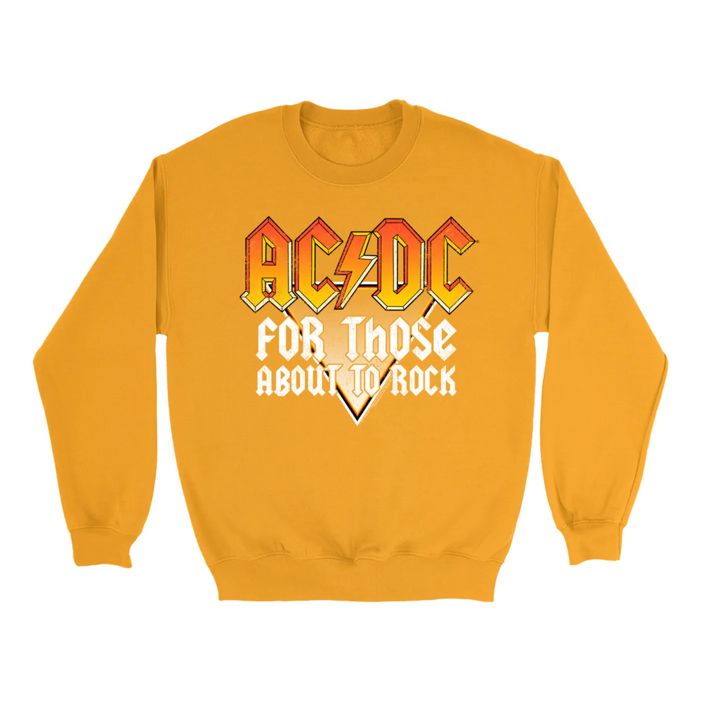 AC/DC Bright Colored Sweatshirt | Orange Ombre For Those About To Rock Design Distressed ACDC Sweatshirt