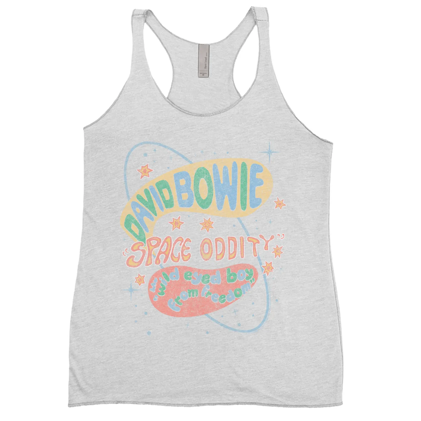 David Bowie Ladies' Tank Top | Pastel Space Oddity Distressed David Bowie Shirt
