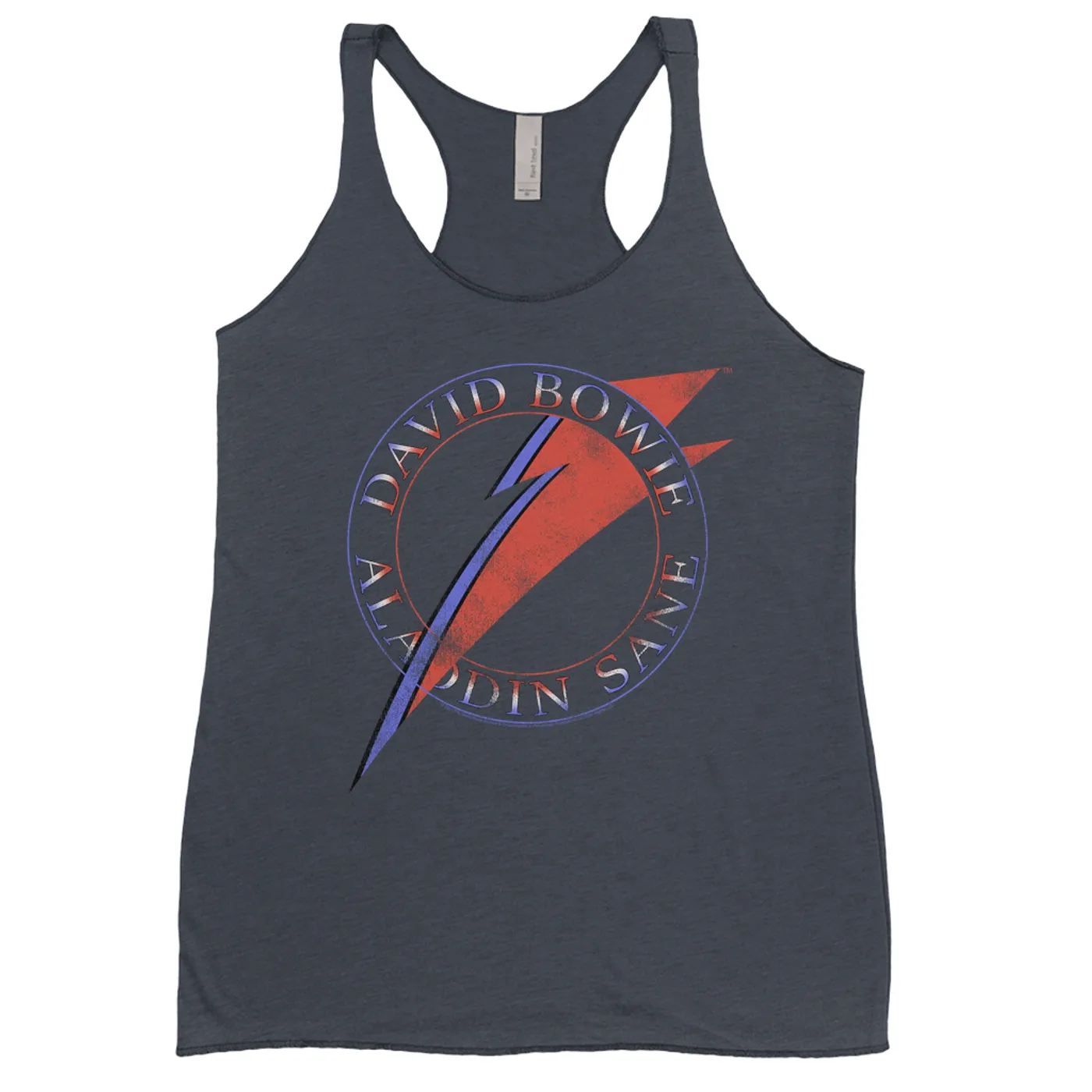David Bowie Ladies' Tank Top | Red And Blue Aladdin Sane Logo Distressed David Bowie Shirt