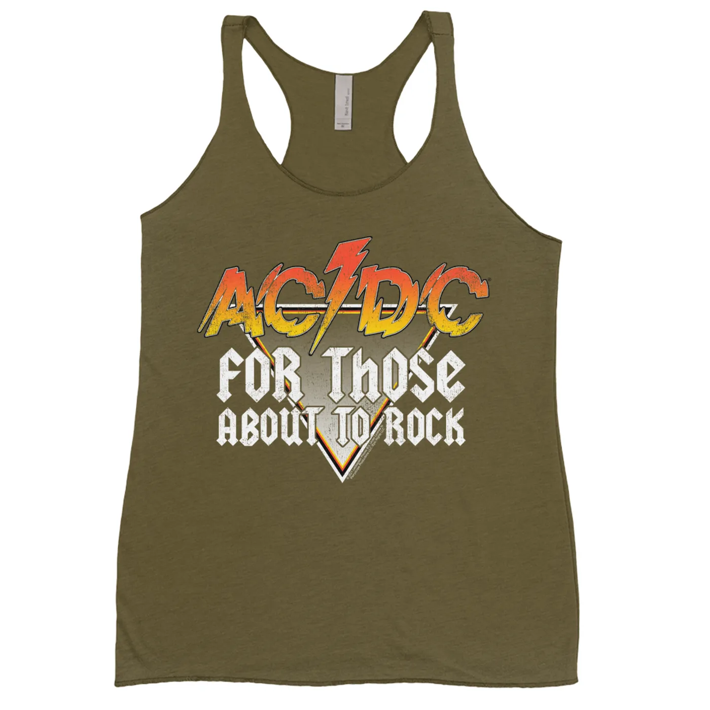 AC/DC Ladies' Tank Top | Orange Ombre For Those About To Rock Design Distressed ACDC Shirt