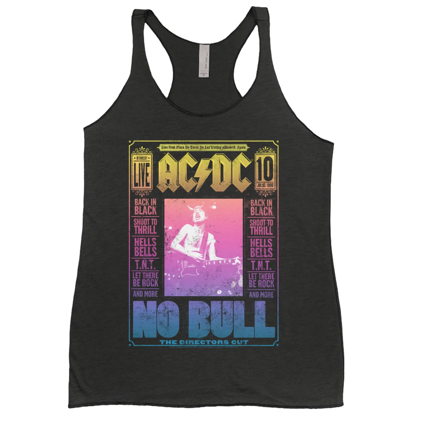 AC/DC Ladies' Tank Top | Rainbow Ombre No Bull Cover ACDC Shirt (Merchbar Exclusive)