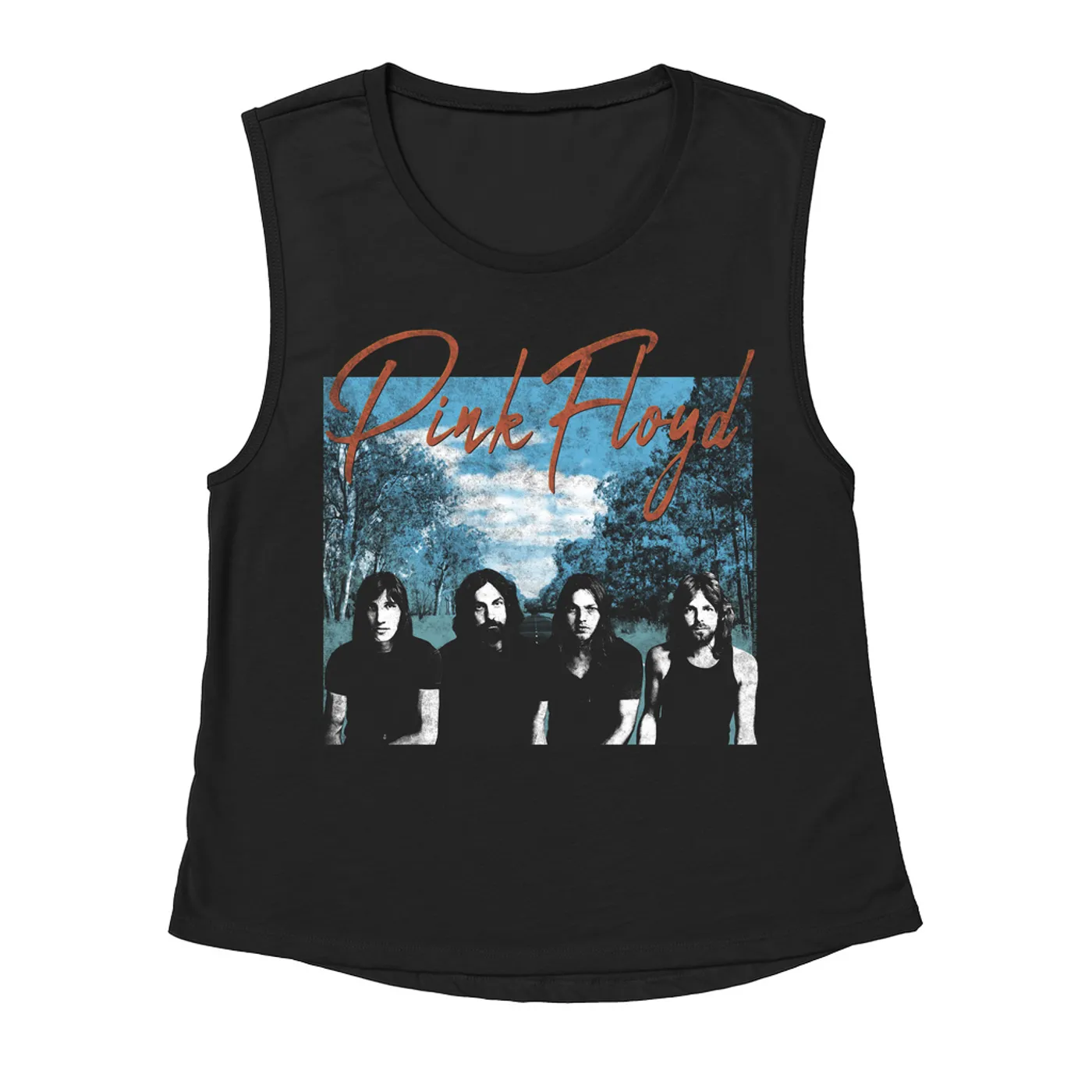Pink Floyd Ladies' Muscle Tank Top | Band Wilderness Design Distressed Pink Floyd Shirt